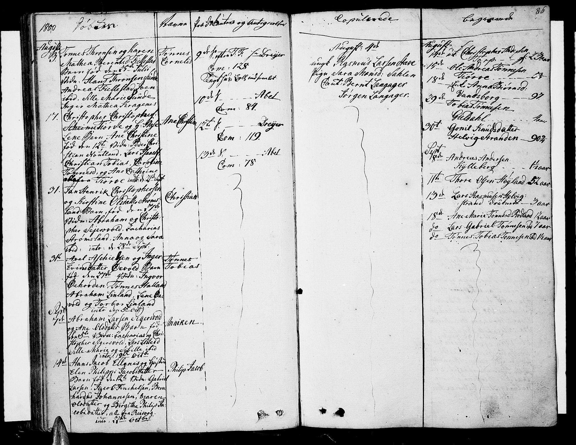 Lista sokneprestkontor, AV/SAK-1111-0027/F/Fa/L0005: Ministerialbok nr. A 5, 1795-1823, s. 86