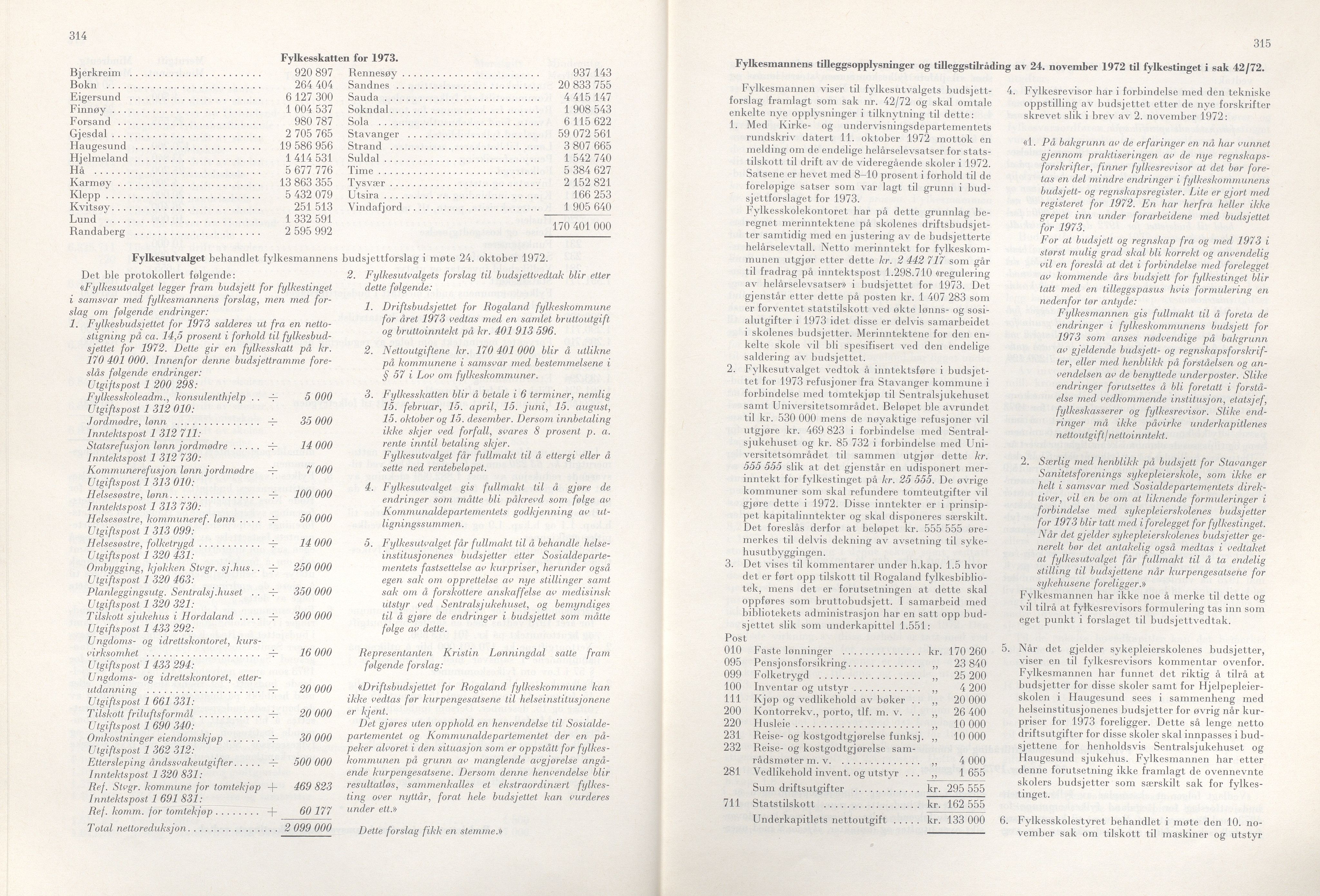 Rogaland fylkeskommune - Fylkesrådmannen , IKAR/A-900/A/Aa/Aaa/L0092: Møtebok , 1972, s. 314-315