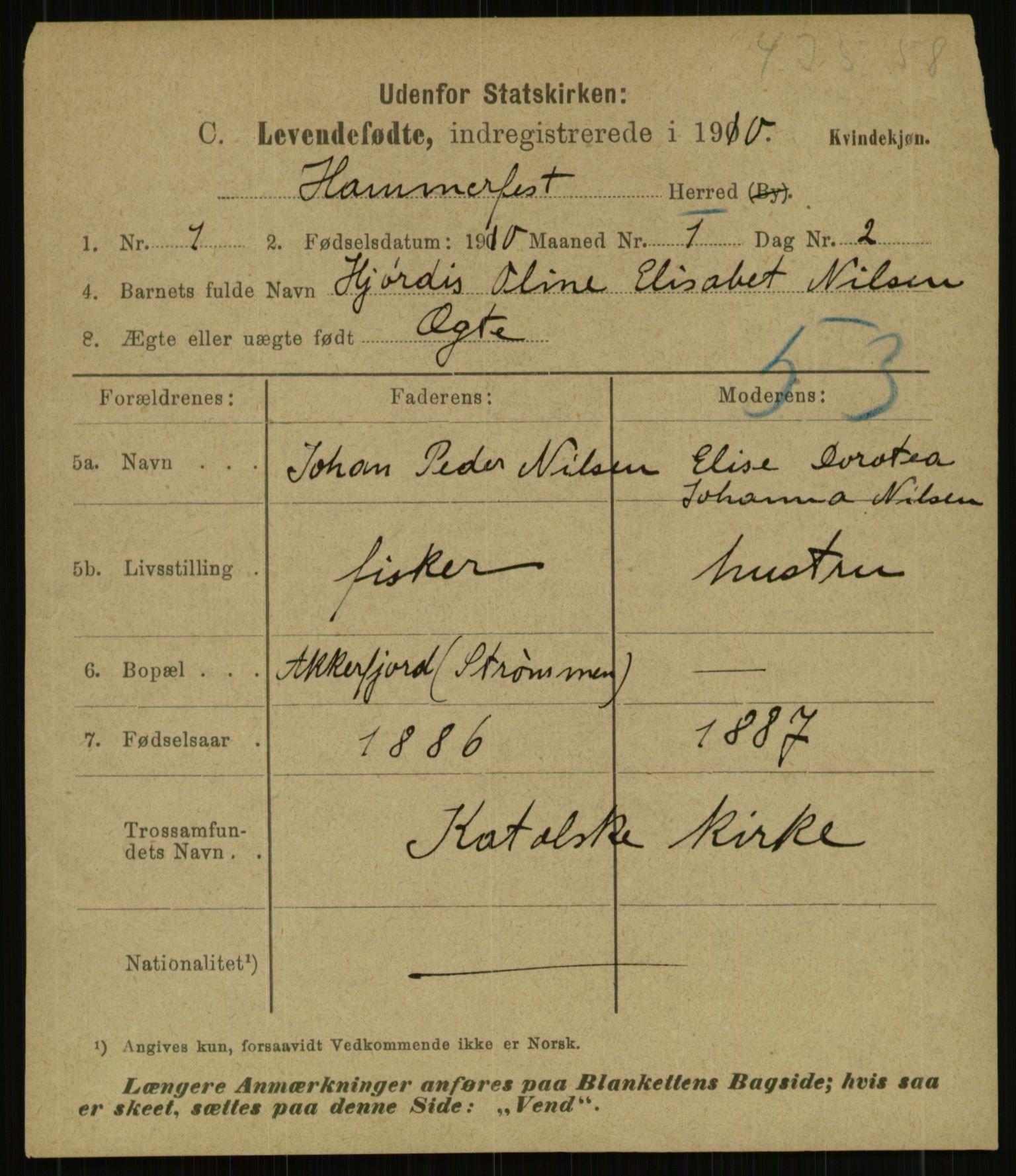 Statistisk sentralbyrå, Sosiodemografiske emner, Befolkning, AV/RA-S-2228/E/L0008: Fødte, gifte, døde dissentere., 1910, s. 1705