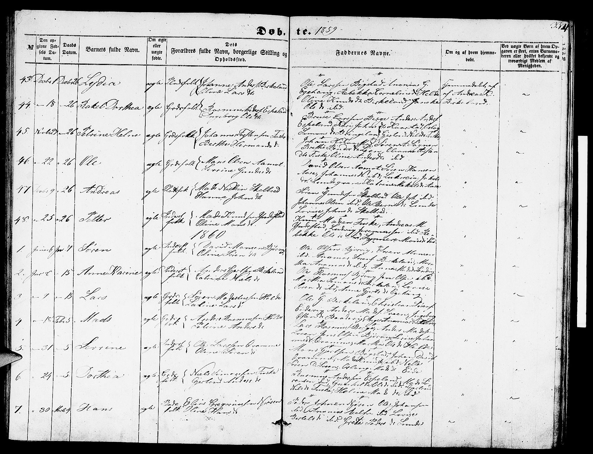 Gaular sokneprestembete, AV/SAB-A-80001/H/Hab: Klokkerbok nr. B 1, 1853-1863, s. 34