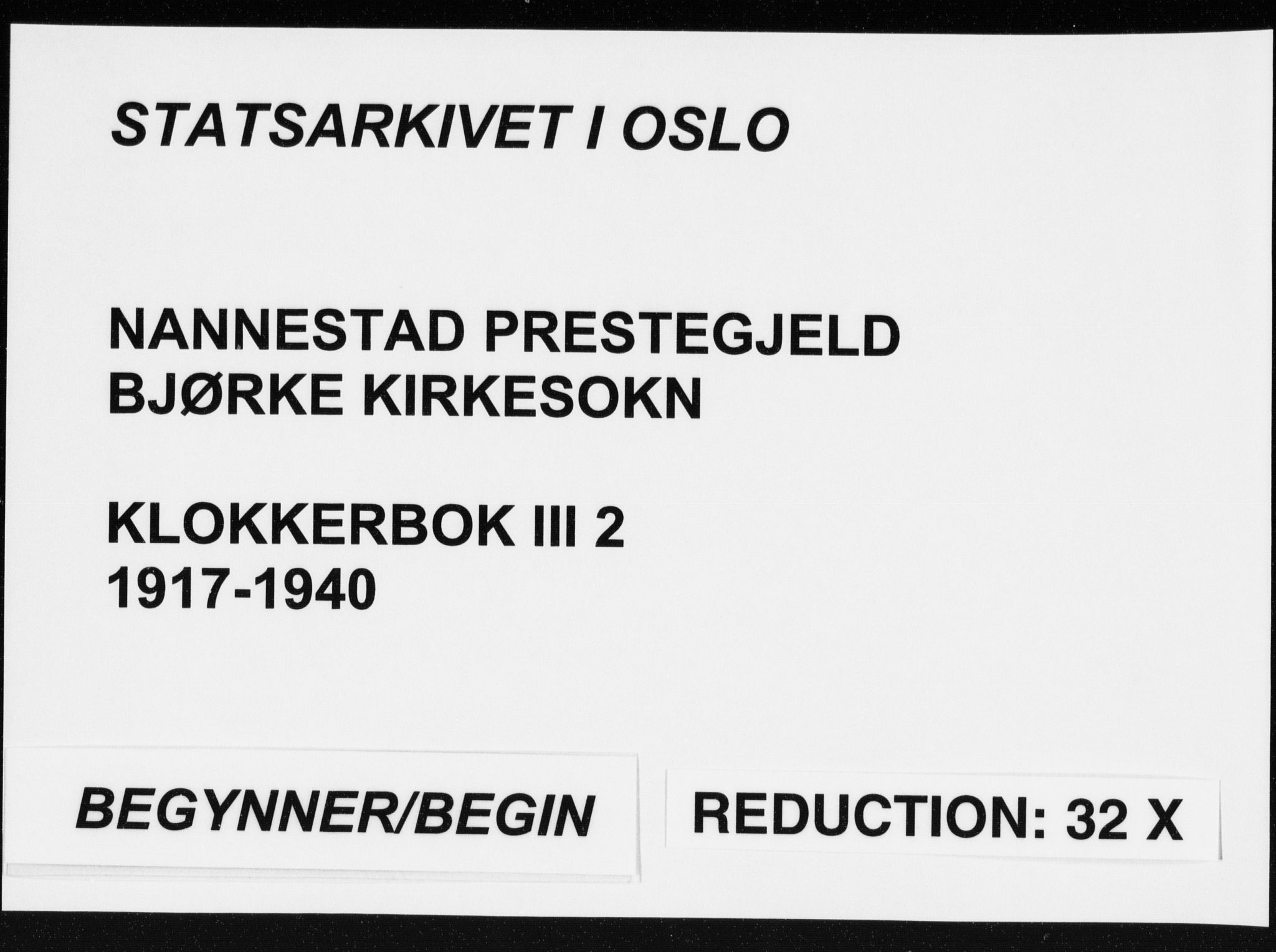 Nannestad prestekontor Kirkebøker, SAO/A-10414a/G/Gc/L0002: Klokkerbok nr. III 2, 1917-1940