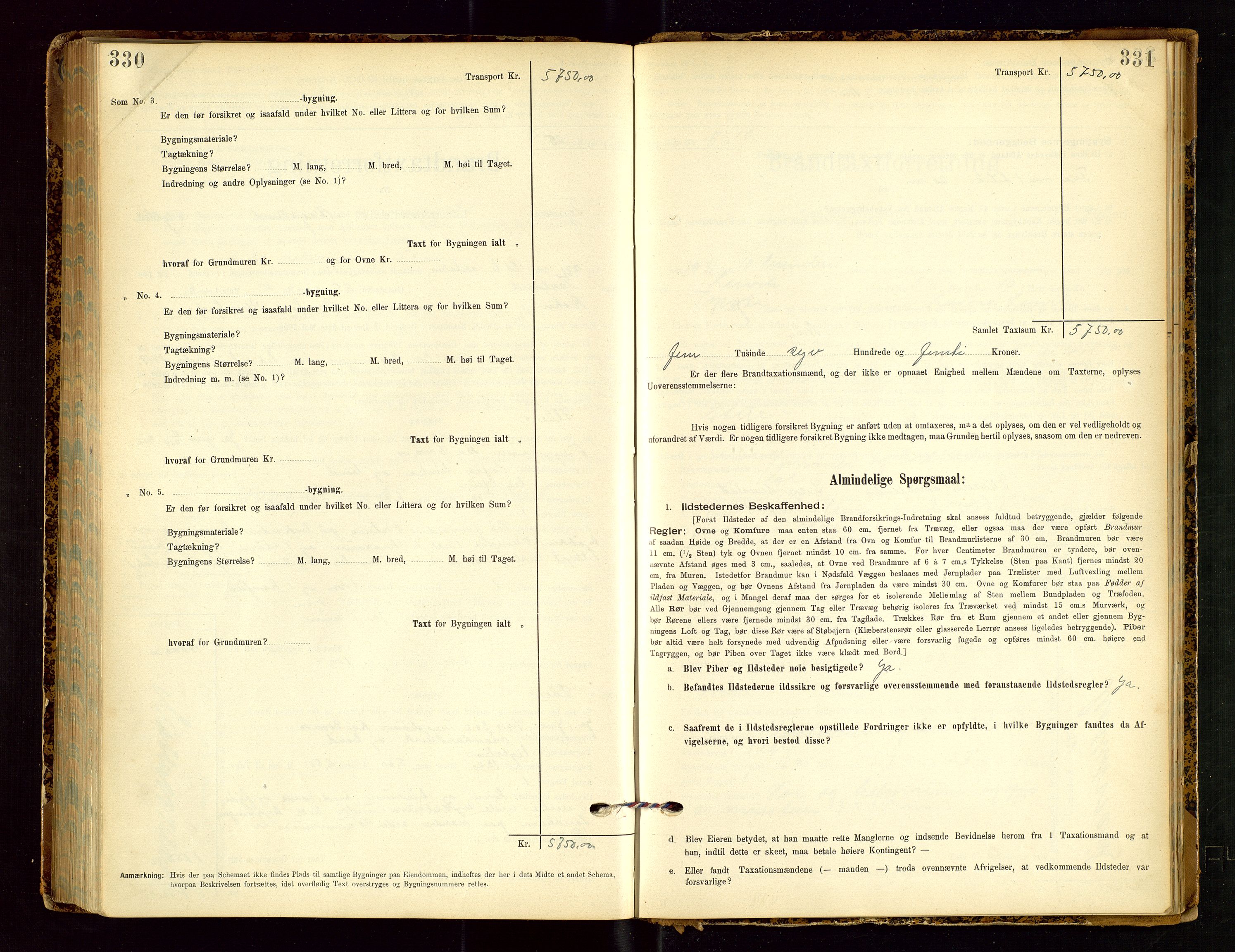 Tysvær lensmannskontor, AV/SAST-A-100192/Gob/L0002: "Brandtakstprotokol for Lensmanden i Tysvær", 1901-1932, s. 330-331