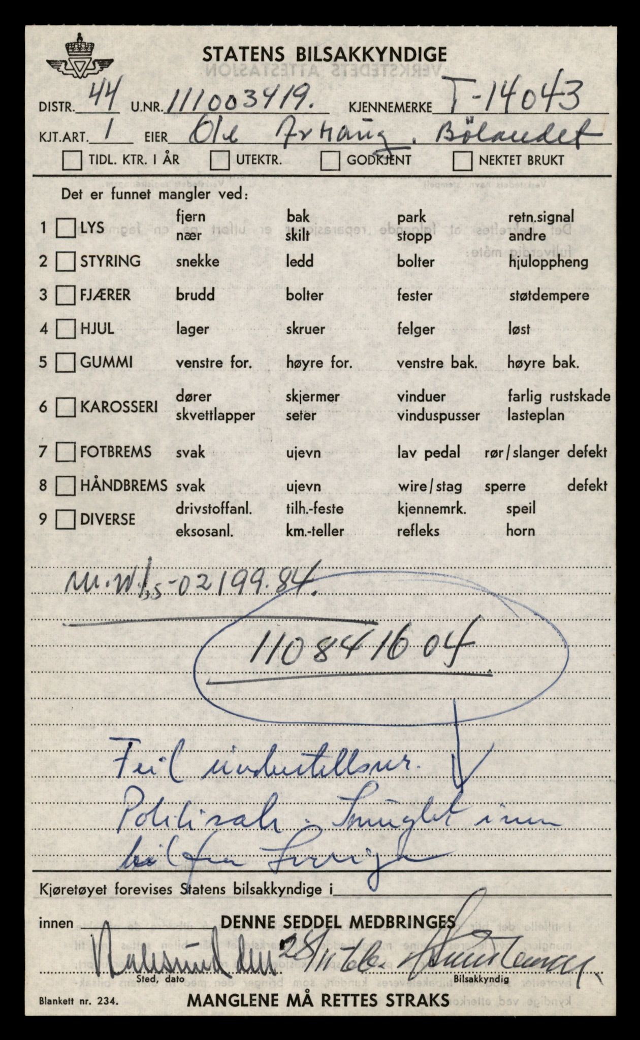 Møre og Romsdal vegkontor - Ålesund trafikkstasjon, AV/SAT-A-4099/F/Fe/L0042: Registreringskort for kjøretøy T 13906 - T 14079, 1927-1998, s. 2275