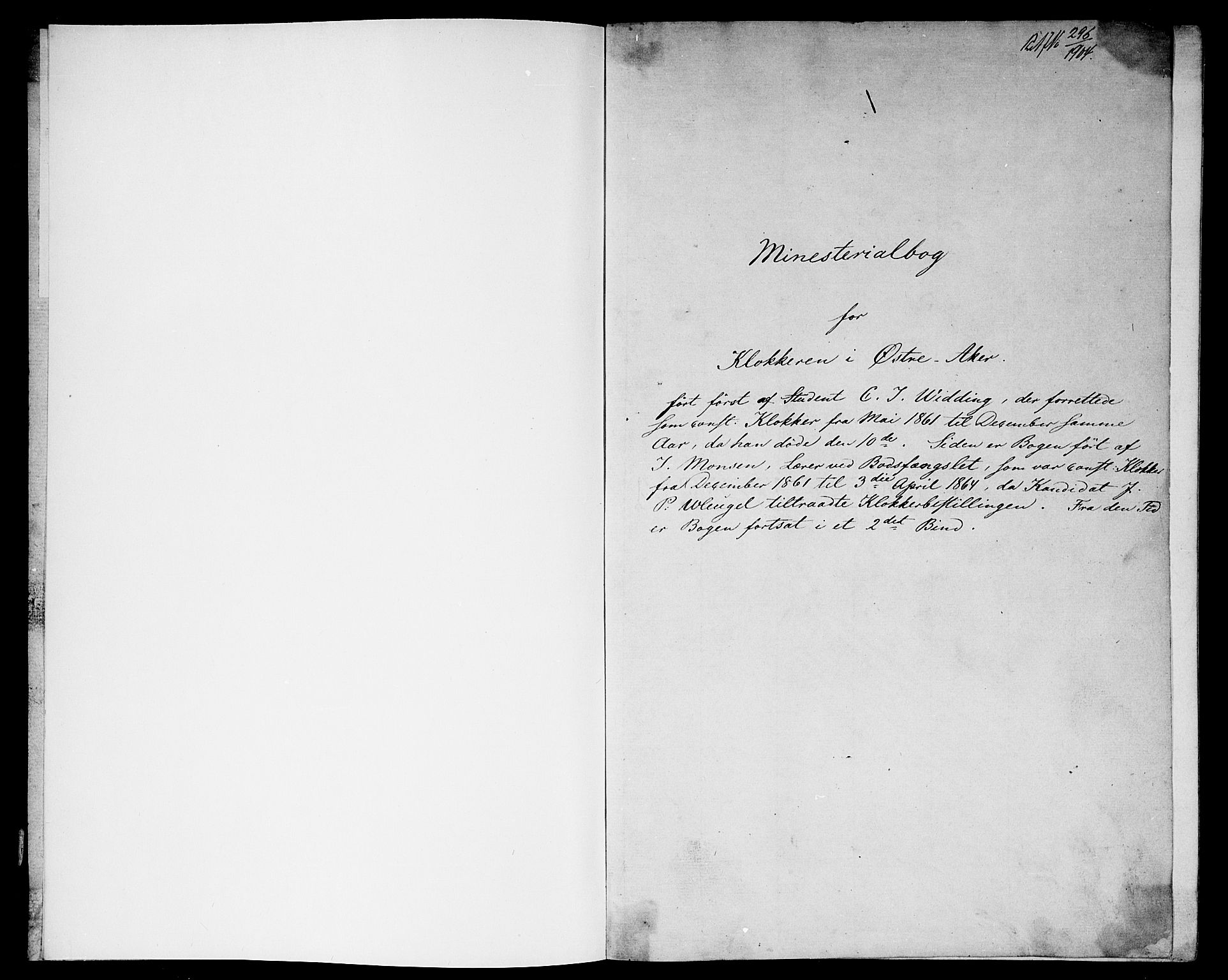 Østre Aker prestekontor Kirkebøker, SAO/A-10840/G/Ga/L0001: Klokkerbok nr. I 1, 1861-1864