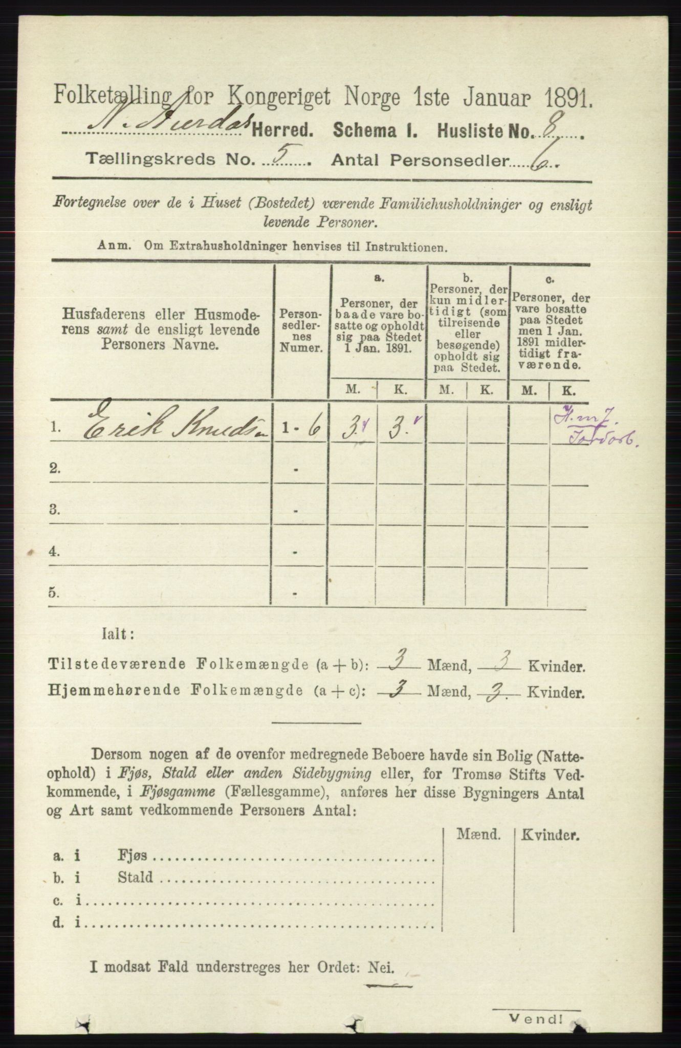 RA, Folketelling 1891 for 0542 Nord-Aurdal herred, 1891, s. 1249