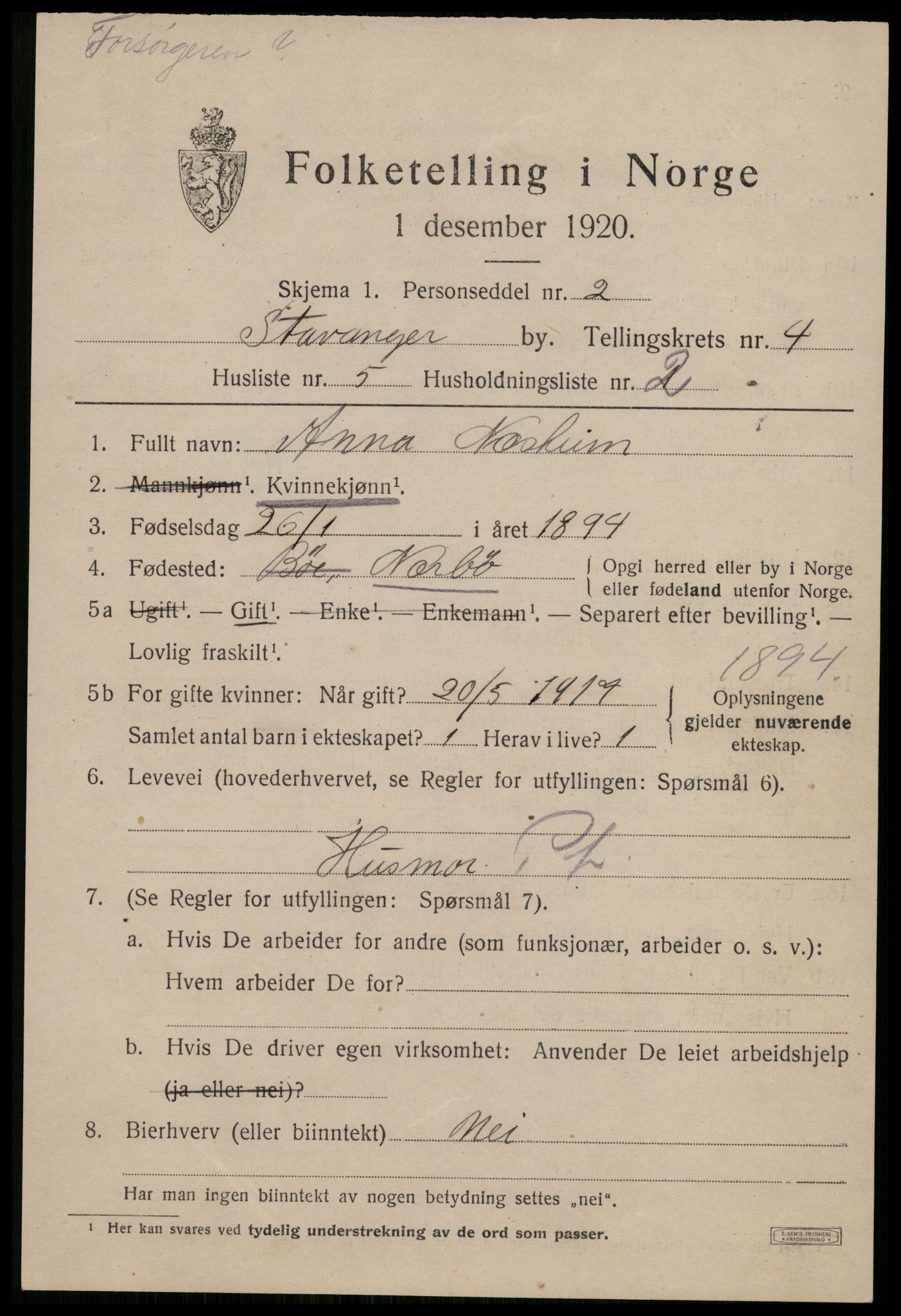 SAST, Folketelling 1920 for 1103 Stavanger kjøpstad, 1920, s. 37174