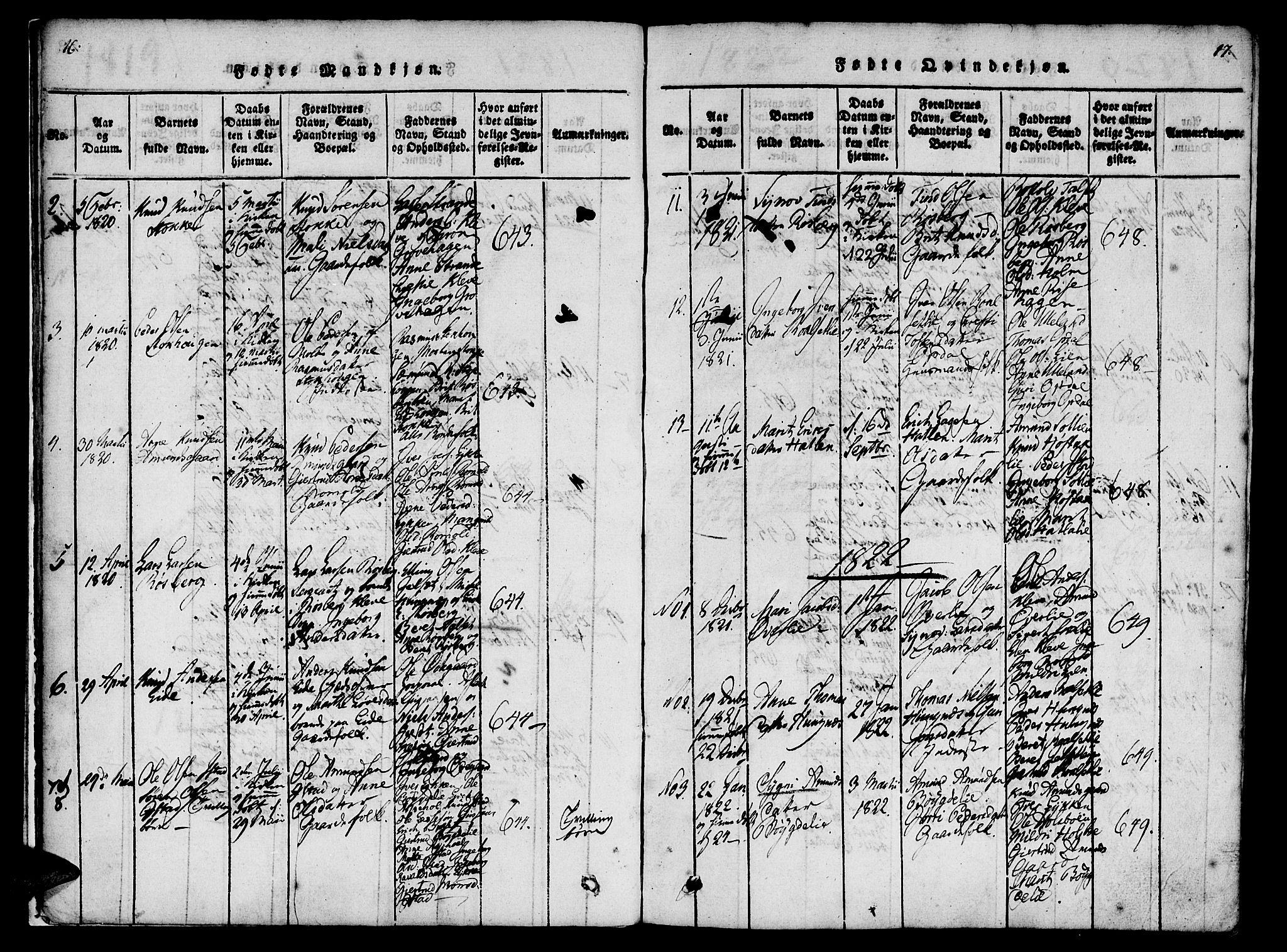 Ministerialprotokoller, klokkerbøker og fødselsregistre - Møre og Romsdal, AV/SAT-A-1454/557/L0679: Ministerialbok nr. 557A01, 1818-1843, s. 16-17