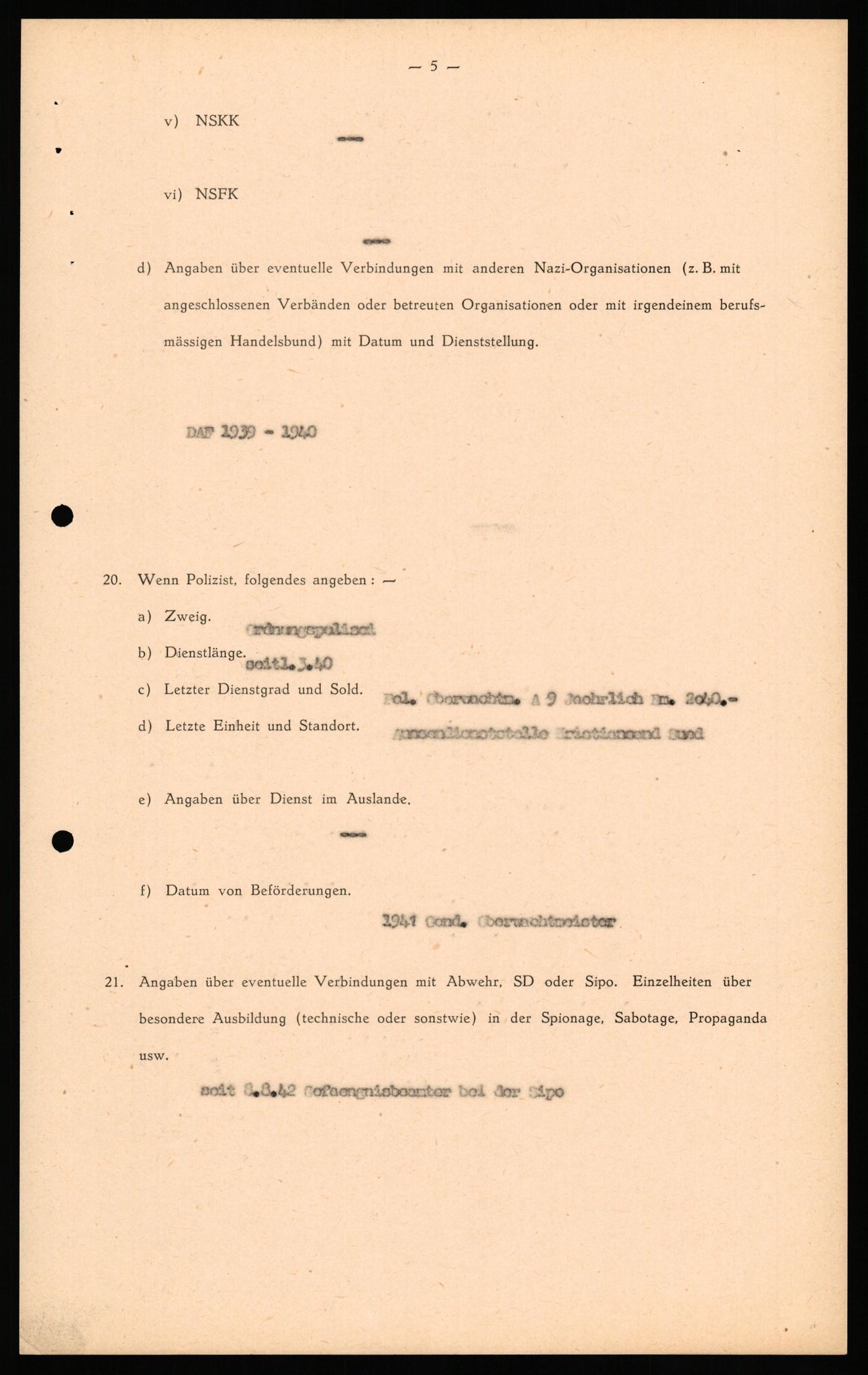 Forsvaret, Forsvarets overkommando II, AV/RA-RAFA-3915/D/Db/L0039: CI Questionaires. Tyske okkupasjonsstyrker i Norge. Østerrikere., 1945-1946, s. 179