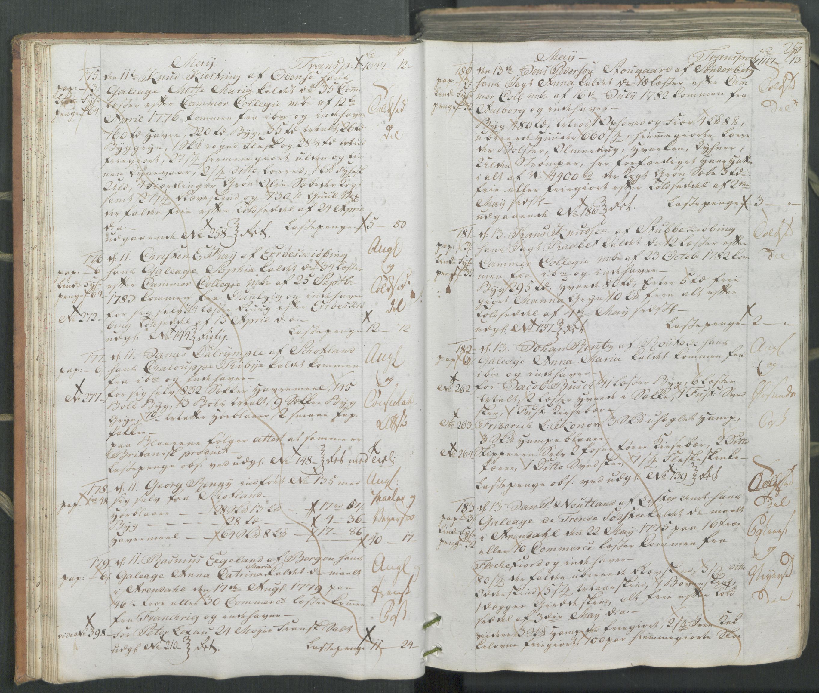 Generaltollkammeret, tollregnskaper, AV/RA-EA-5490/R26/L0222/0001: Tollregnskaper Bergen A / Inngående hovedtollbok, 1786, s. 24b-25a