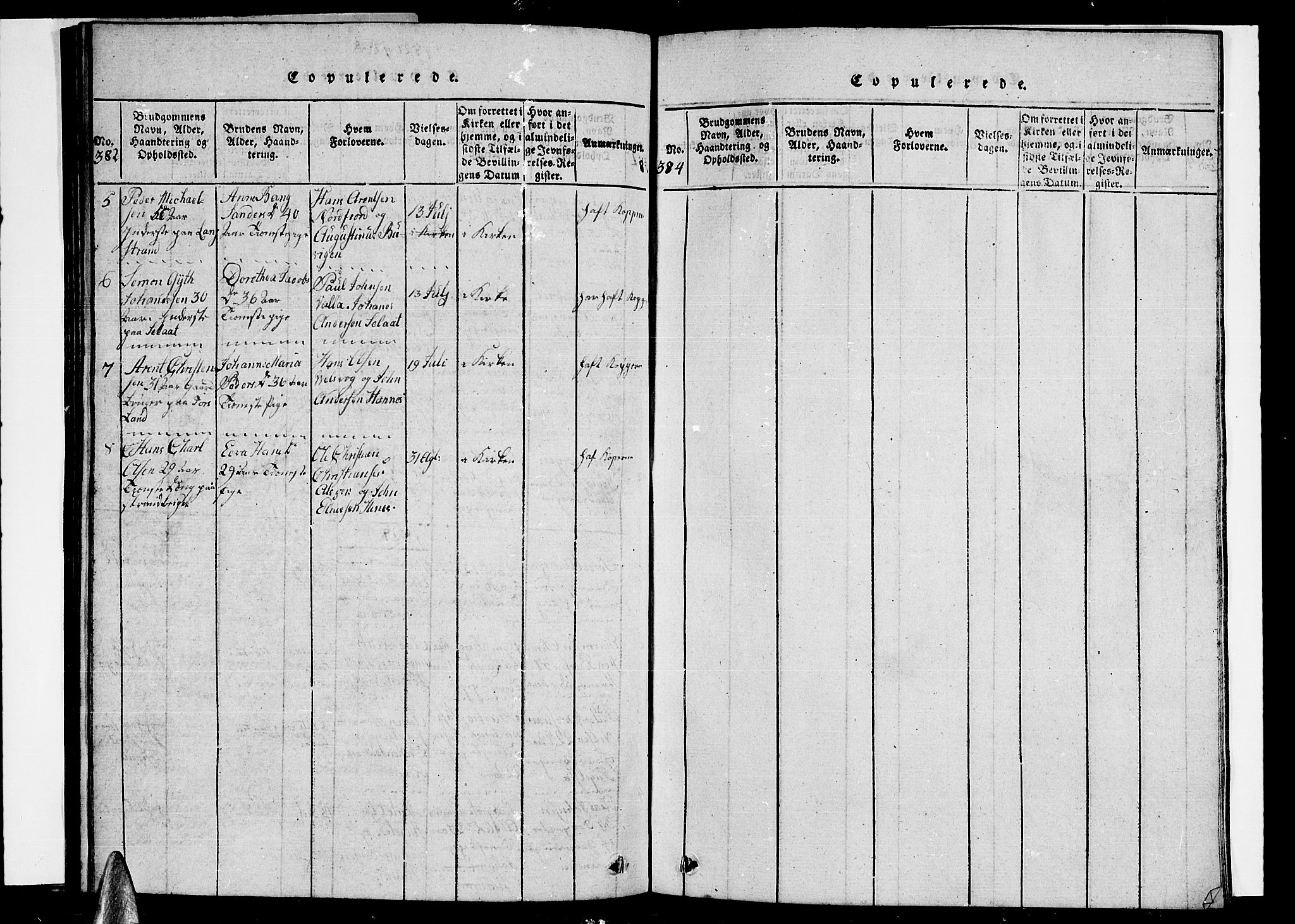 Ministerialprotokoller, klokkerbøker og fødselsregistre - Nordland, AV/SAT-A-1459/838/L0554: Klokkerbok nr. 838C01, 1820-1828, s. 382-383