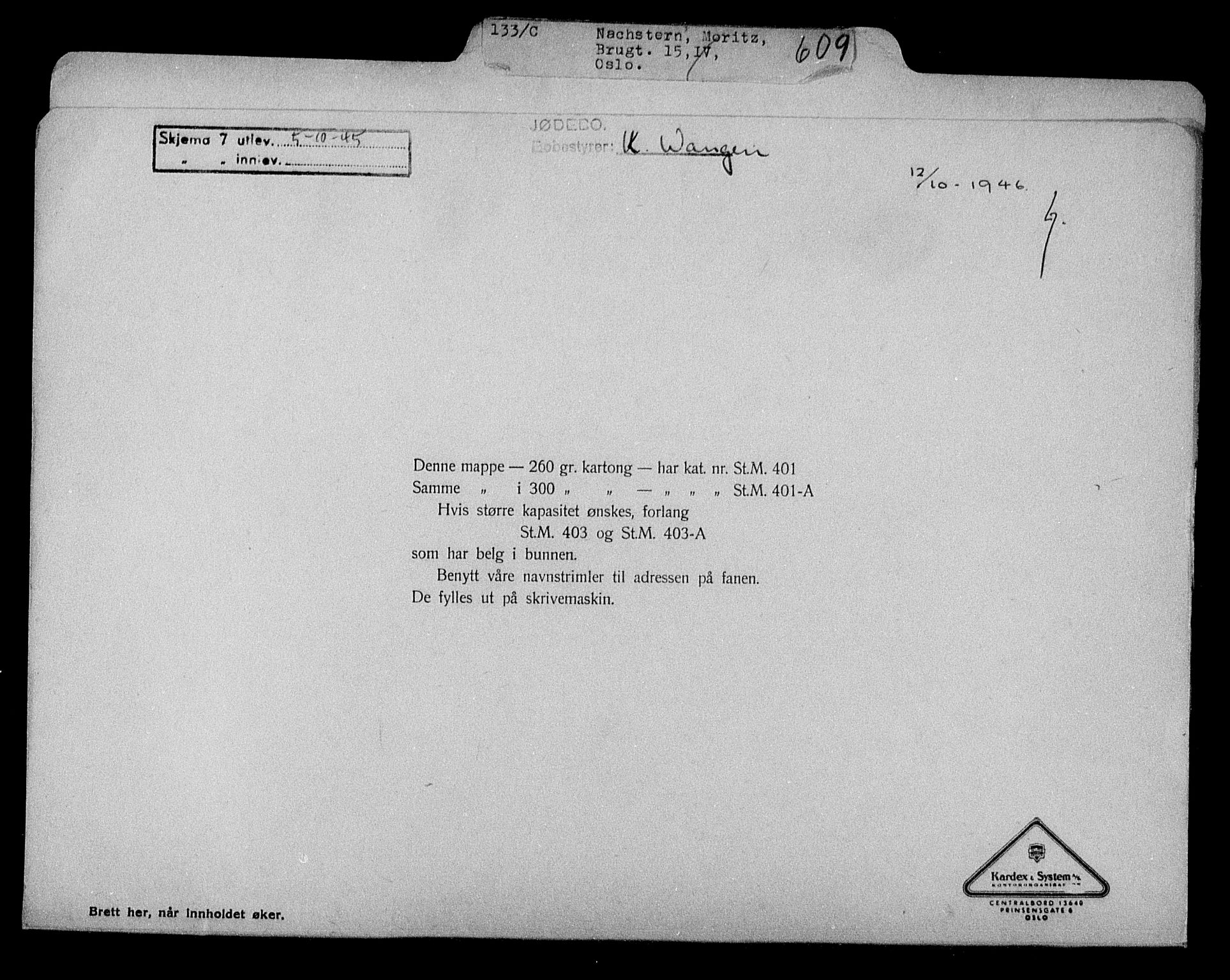 Justisdepartementet, Tilbakeføringskontoret for inndratte formuer, AV/RA-S-1564/H/Hc/Hcc/L0967: --, 1945-1947, s. 85