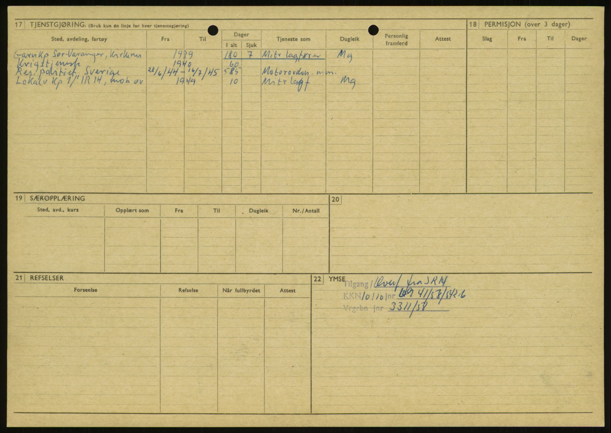 Forsvaret, Varanger bataljon, AV/RA-RAFA-2258/1/D/L0446: Rulleblad for menige født 1917-1919, 1917-1919, s. 57