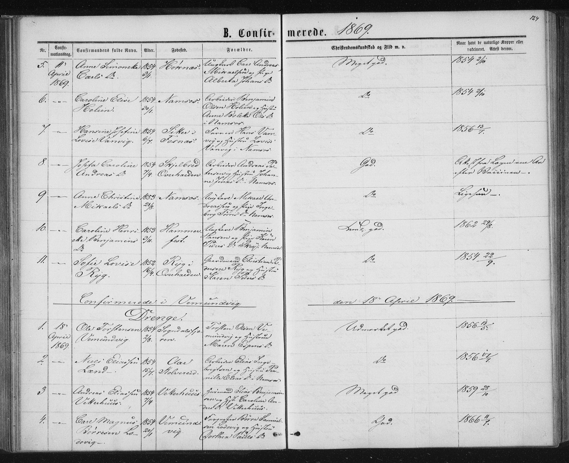 Ministerialprotokoller, klokkerbøker og fødselsregistre - Nord-Trøndelag, AV/SAT-A-1458/768/L0570: Ministerialbok nr. 768A05, 1865-1874, s. 124
