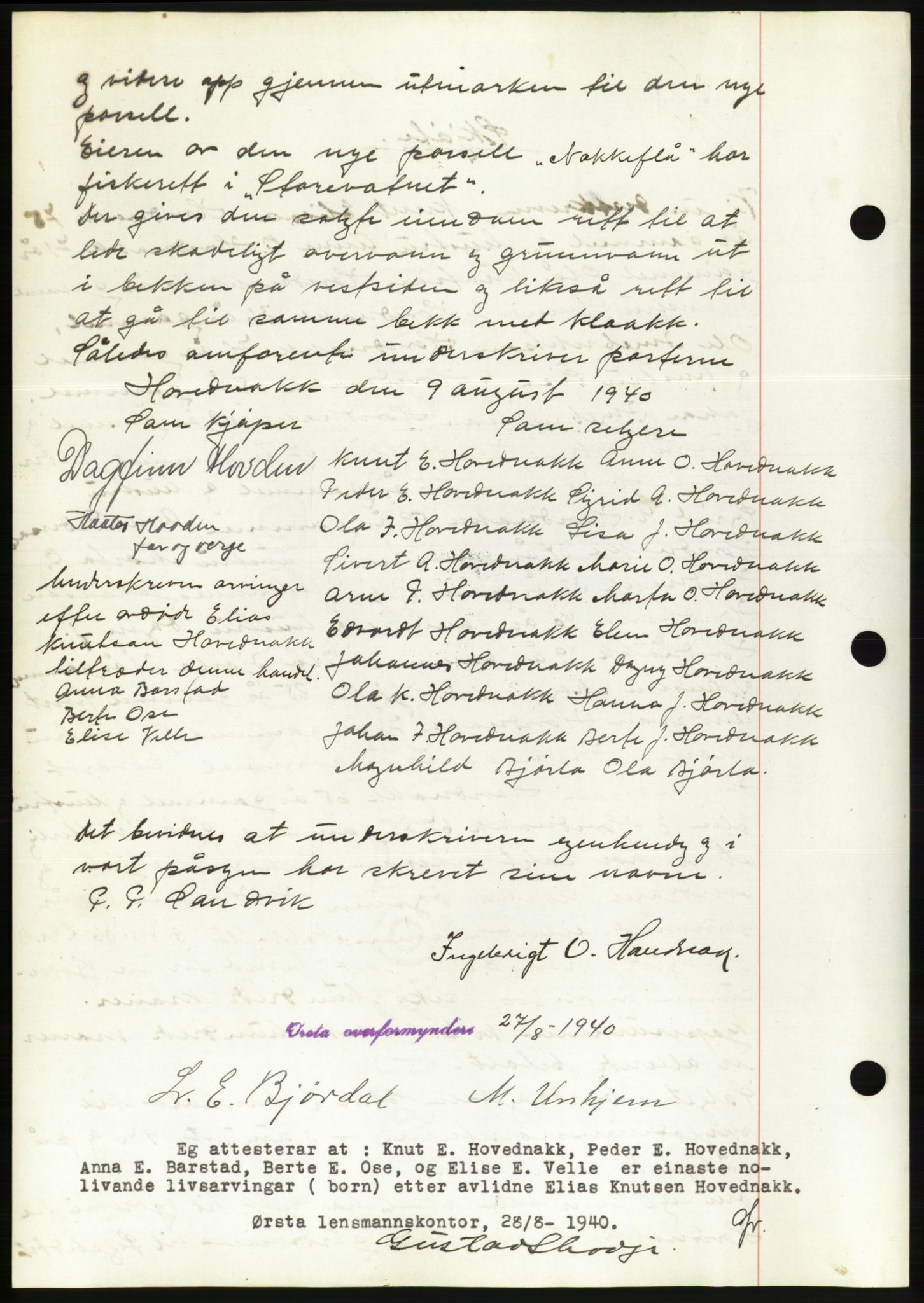 Søre Sunnmøre sorenskriveri, AV/SAT-A-4122/1/2/2C/L0070: Pantebok nr. 64, 1940-1941, Dagboknr: 585/1940