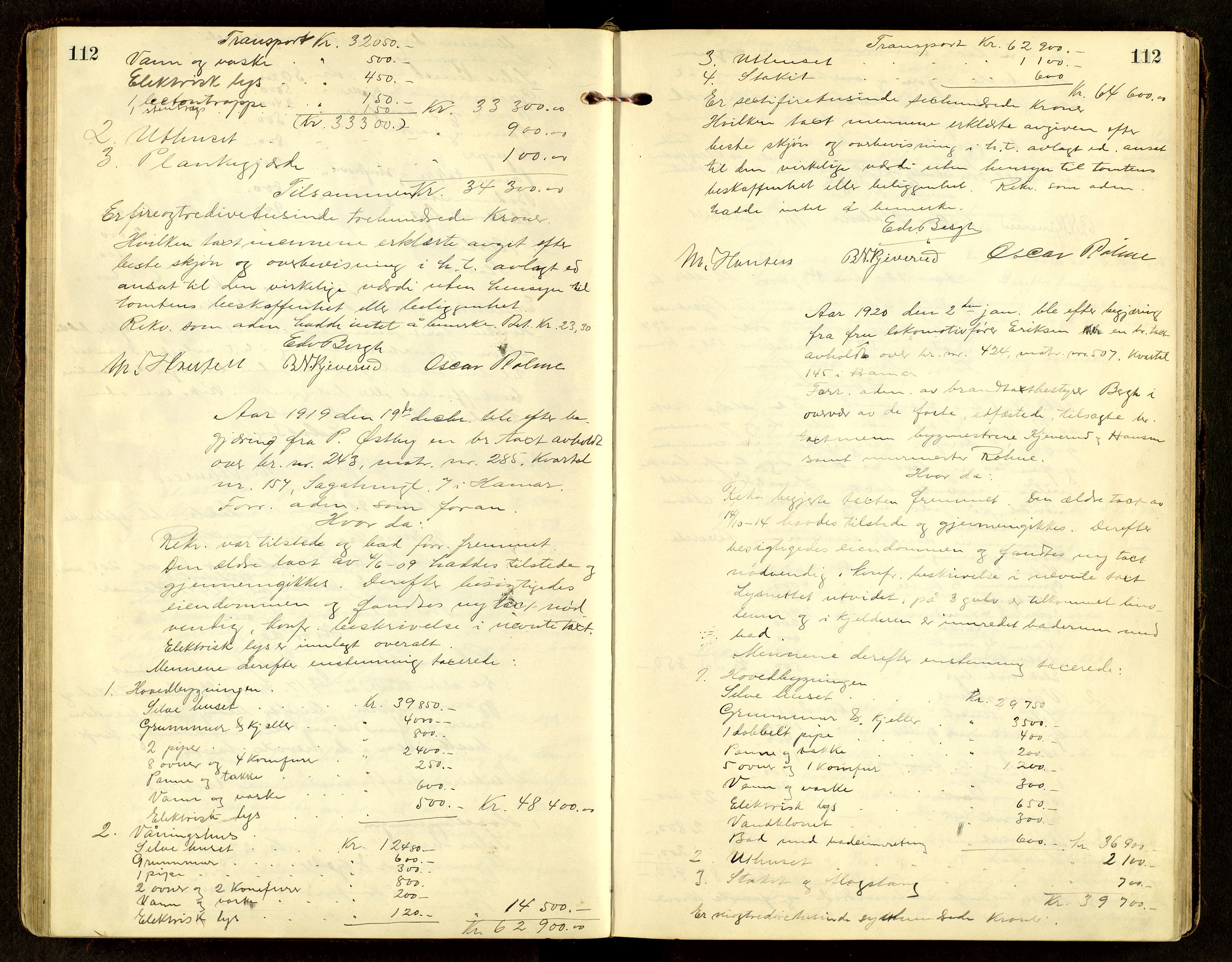 Norges Brannkasse, Hamar, AV/SAH-NBRANH-006/F/Fa/L0008: Branntakstprotokoll, 1917-1927, s. 112