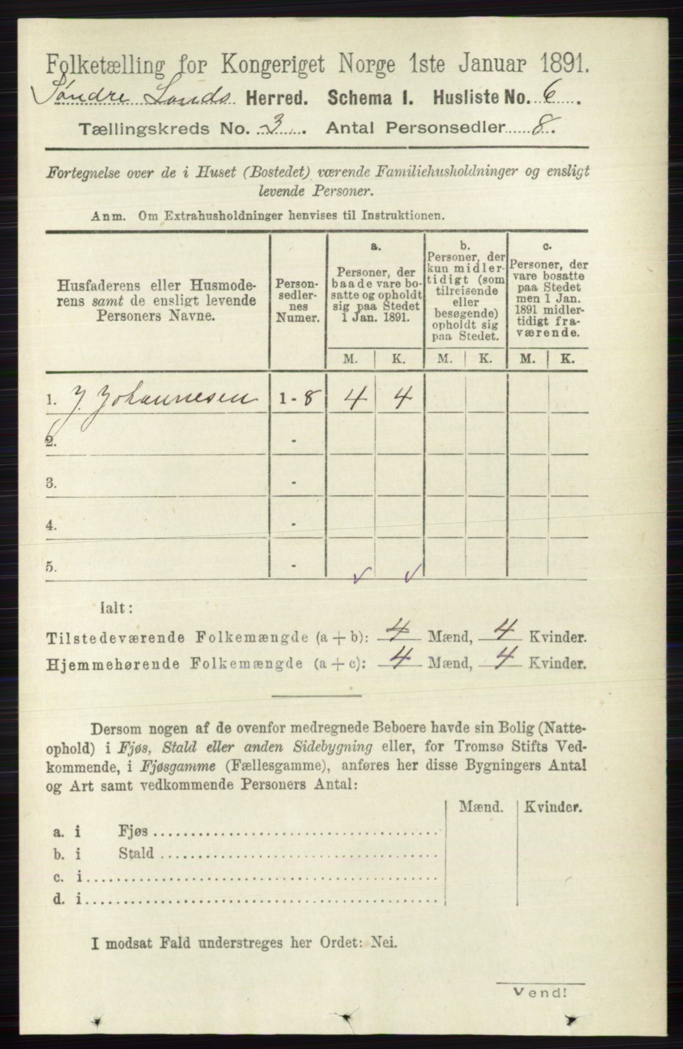 RA, Folketelling 1891 for 0536 Søndre Land herred, 1891, s. 2272