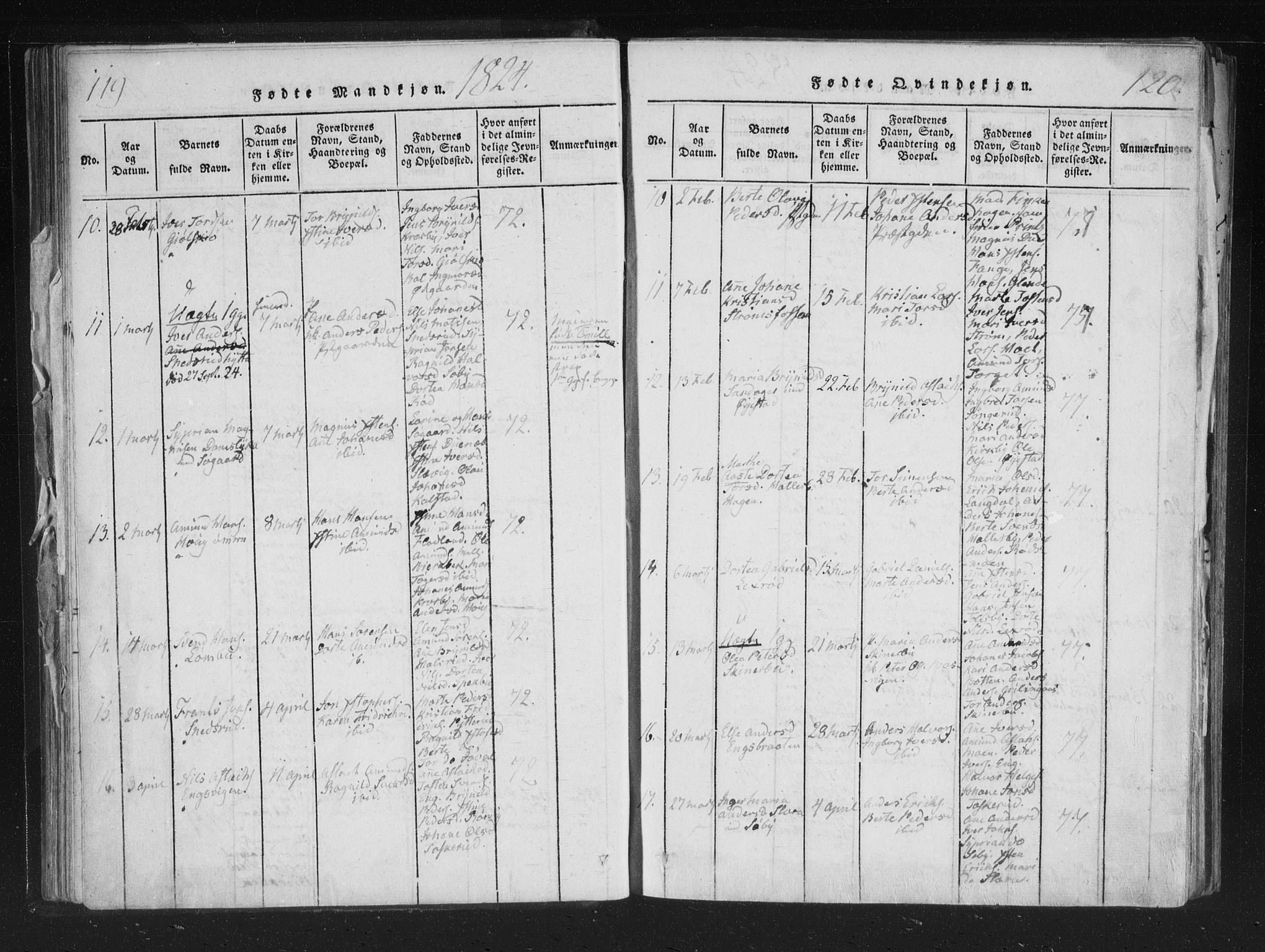 Aremark prestekontor Kirkebøker, AV/SAO-A-10899/F/Fc/L0001: Ministerialbok nr. III 1, 1814-1834, s. 119-120