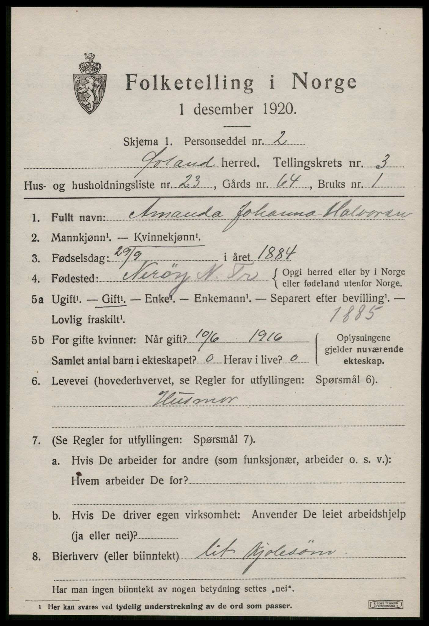 SAT, Folketelling 1920 for 1621 Ørland herred, 1920, s. 2763