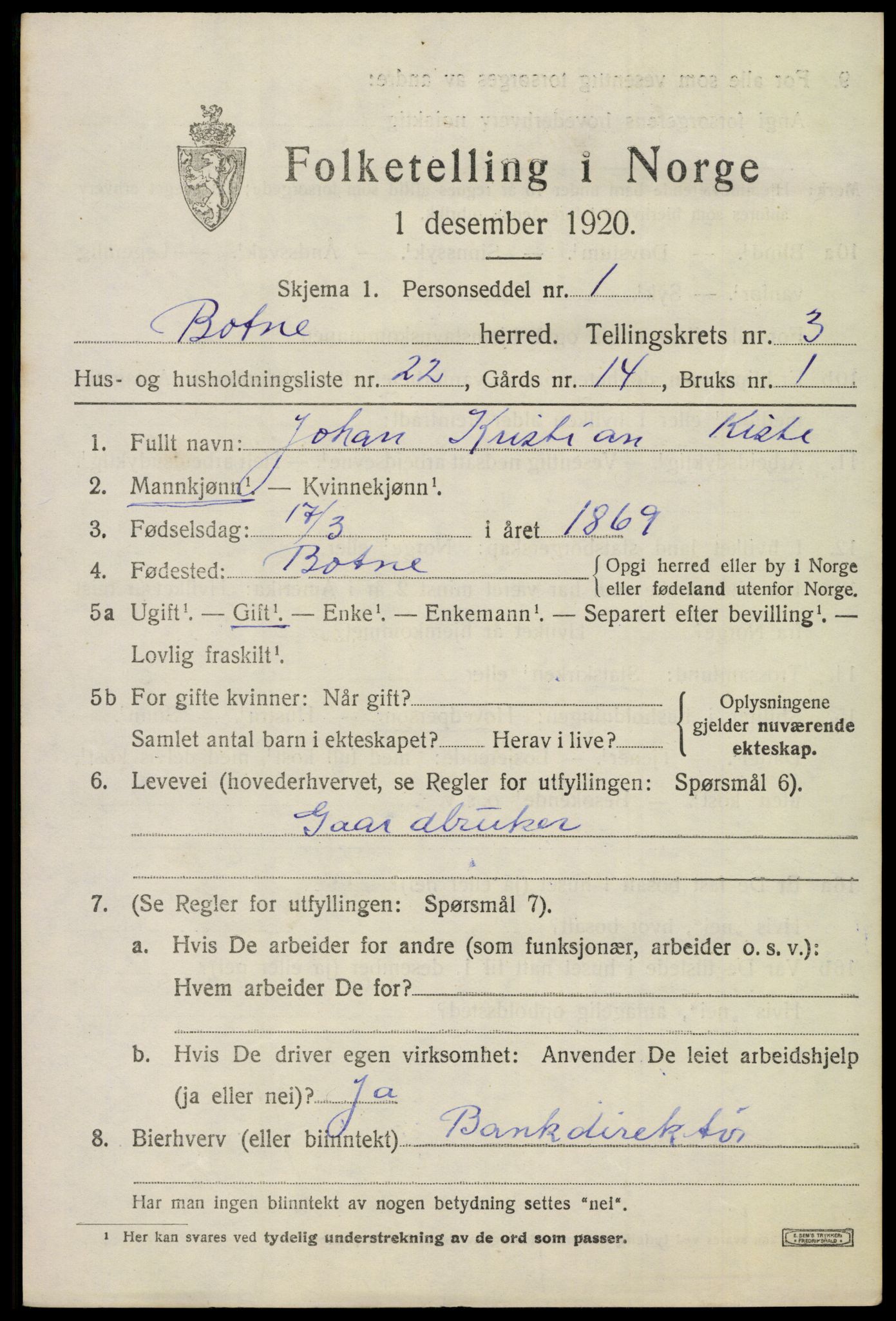 SAKO, Folketelling 1920 for 0715 Botne herred, 1920, s. 3335