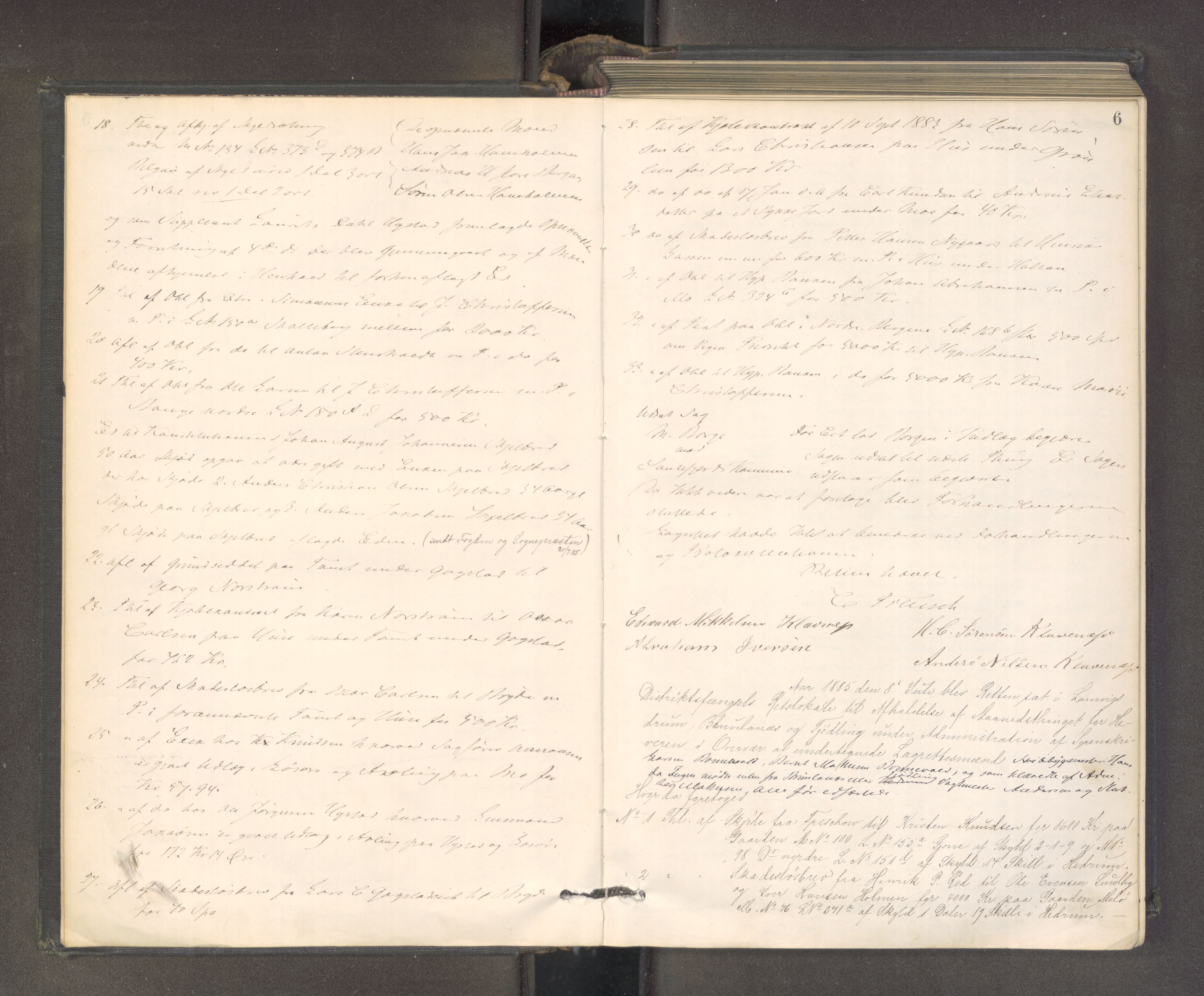 Larvik sorenskriveri, AV/SAKO-A-83/F/Fa/L0050: Tingbok, 1885-1888, s. 5b-6a