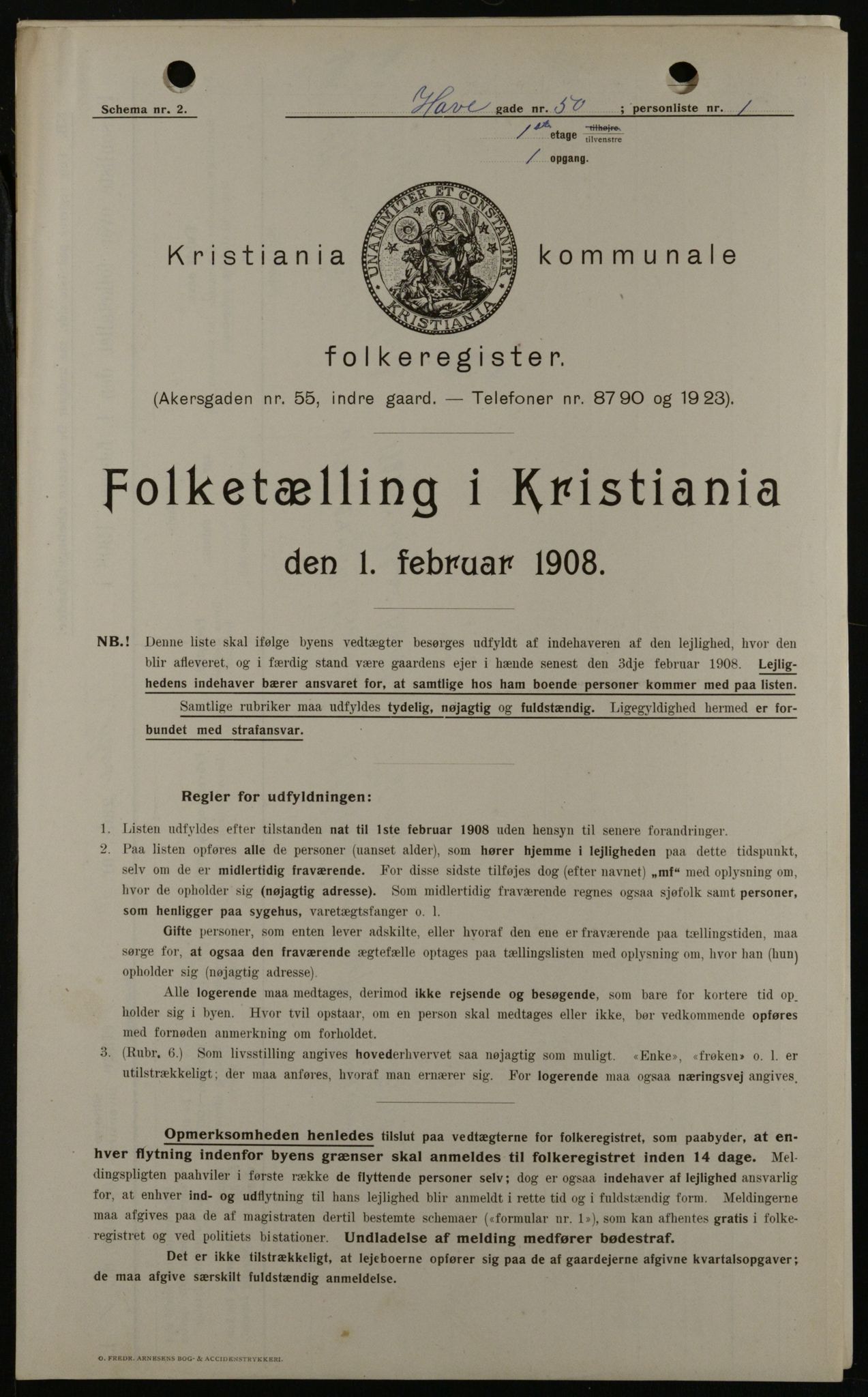 OBA, Kommunal folketelling 1.2.1908 for Kristiania kjøpstad, 1908, s. 30636