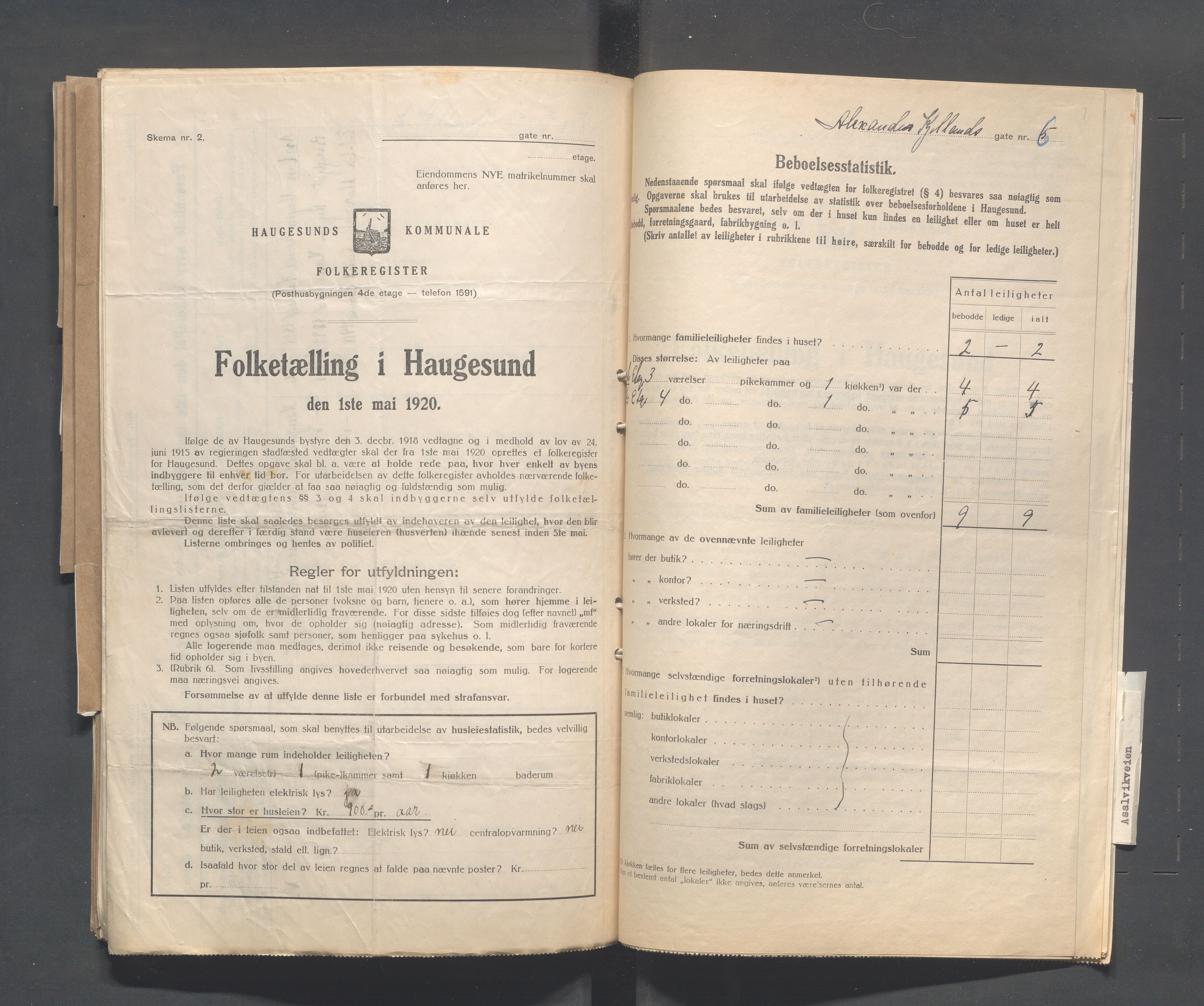 IKAR, Kommunal folketelling 1.5.1920 for Haugesund, 1920, s. 65