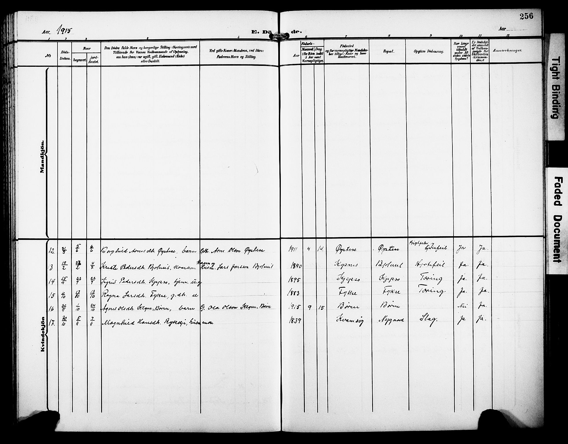 Kvam sokneprestembete, AV/SAB-A-76201/H/Hab: Klokkerbok nr. C 4, 1906-1931, s. 256