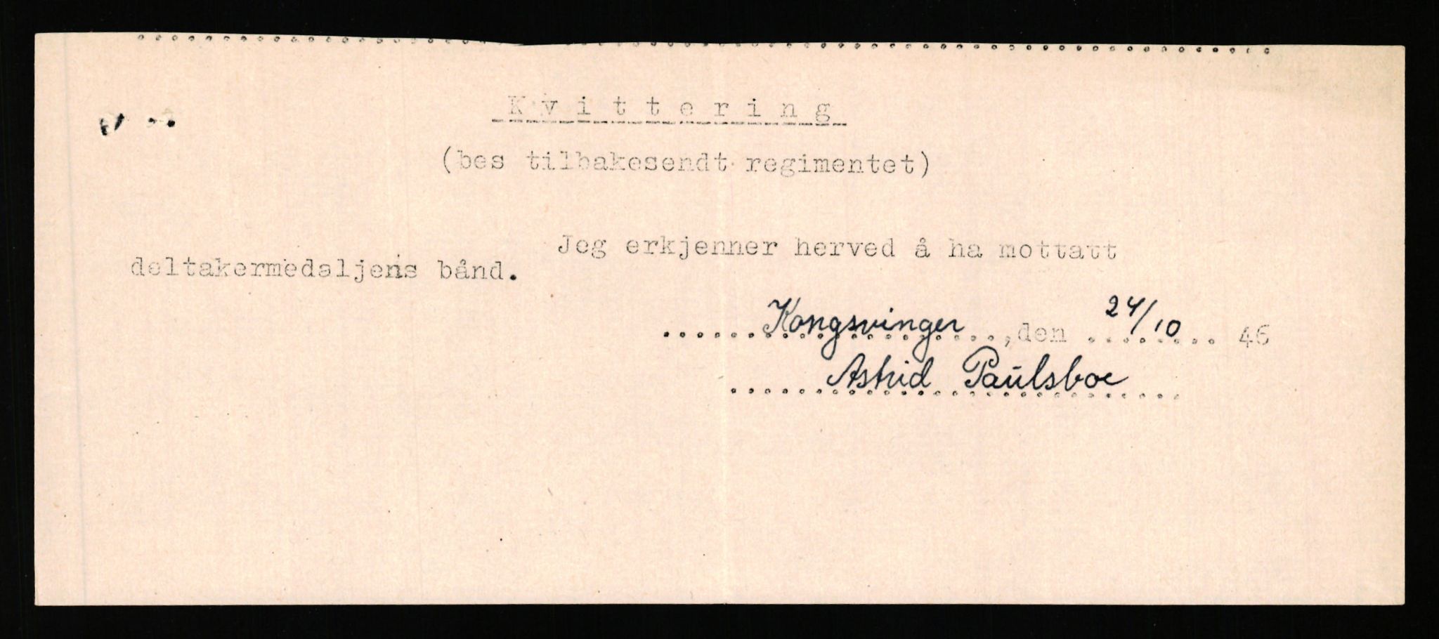 Forsvaret, Jegerkorpset - Akershus infantriregiment nr. 4, RA/RAFA-2947/D/Dd/L0056: DELTAKERMEDALJEN 2. VERDENSKRIG BOKS 4 N-Ø, 1945-1950, s. 219
