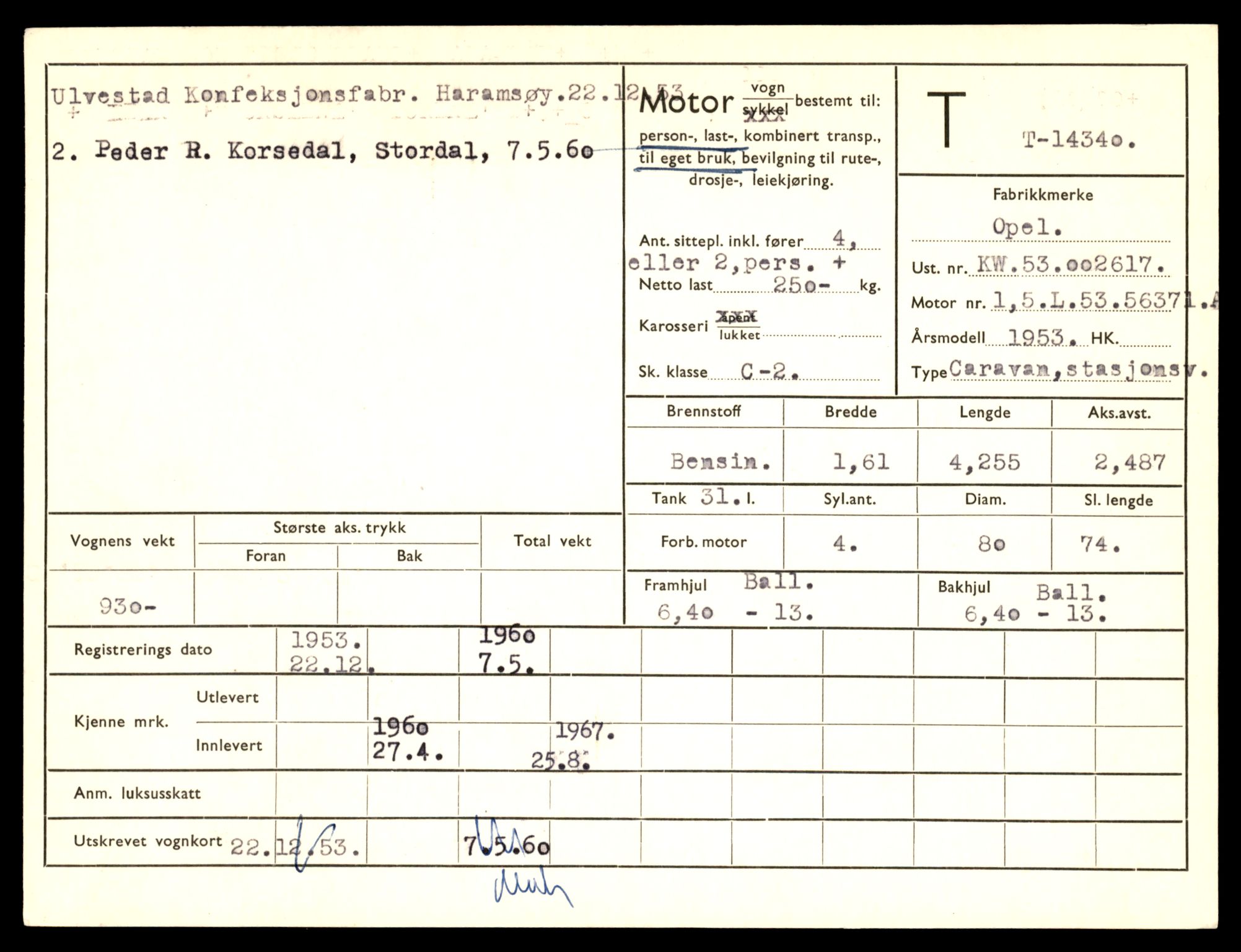 Møre og Romsdal vegkontor - Ålesund trafikkstasjon, AV/SAT-A-4099/F/Fe/L0045: Registreringskort for kjøretøy T 14320 - T 14444, 1927-1998, s. 531