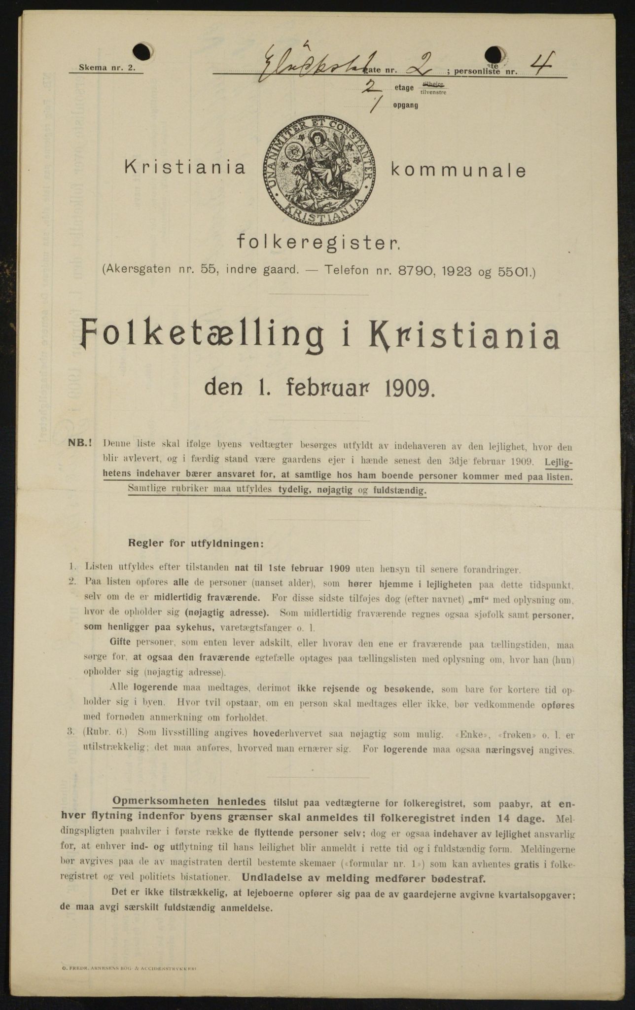 OBA, Kommunal folketelling 1.2.1909 for Kristiania kjøpstad, 1909, s. 26643