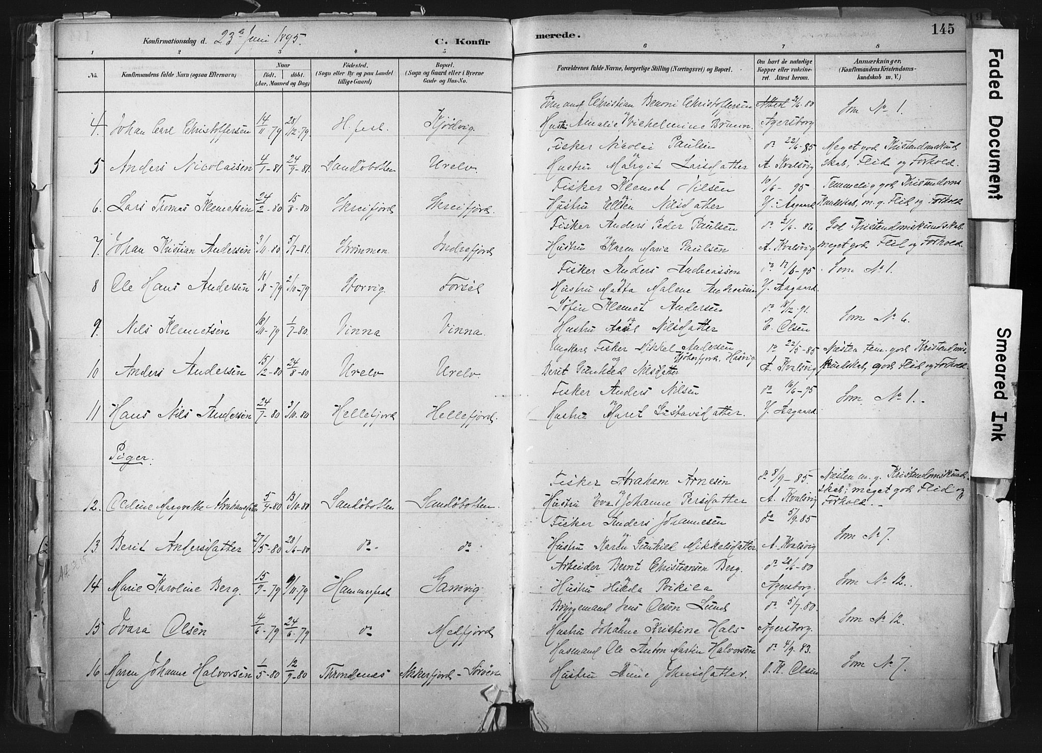 Hammerfest sokneprestkontor, SATØ/S-1347: Ministerialbok nr. 11 /1, 1885-1897, s. 145
