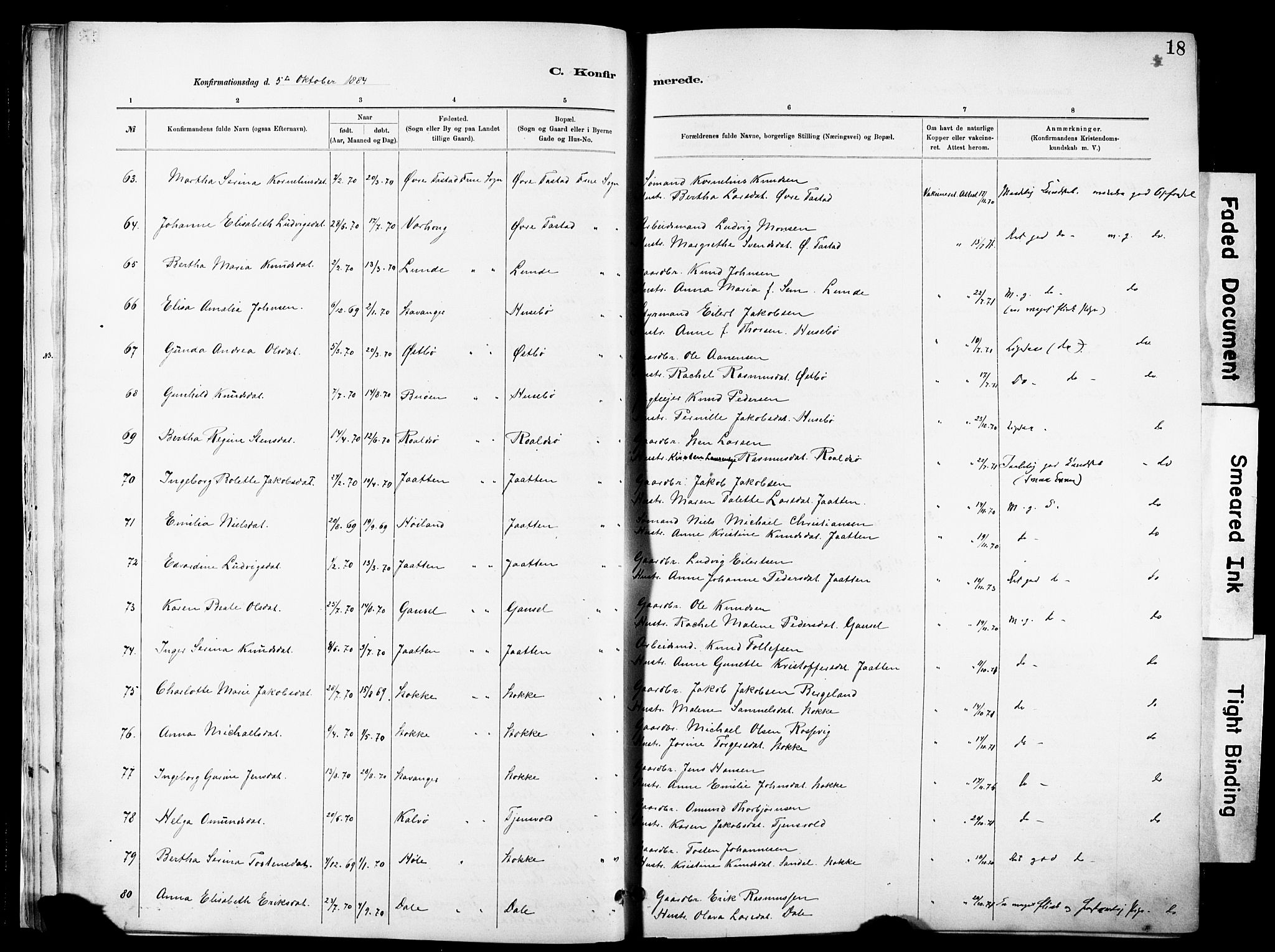 Hetland sokneprestkontor, AV/SAST-A-101826/30/30BA/L0012: Ministerialbok nr. A 12, 1882-1912, s. 18