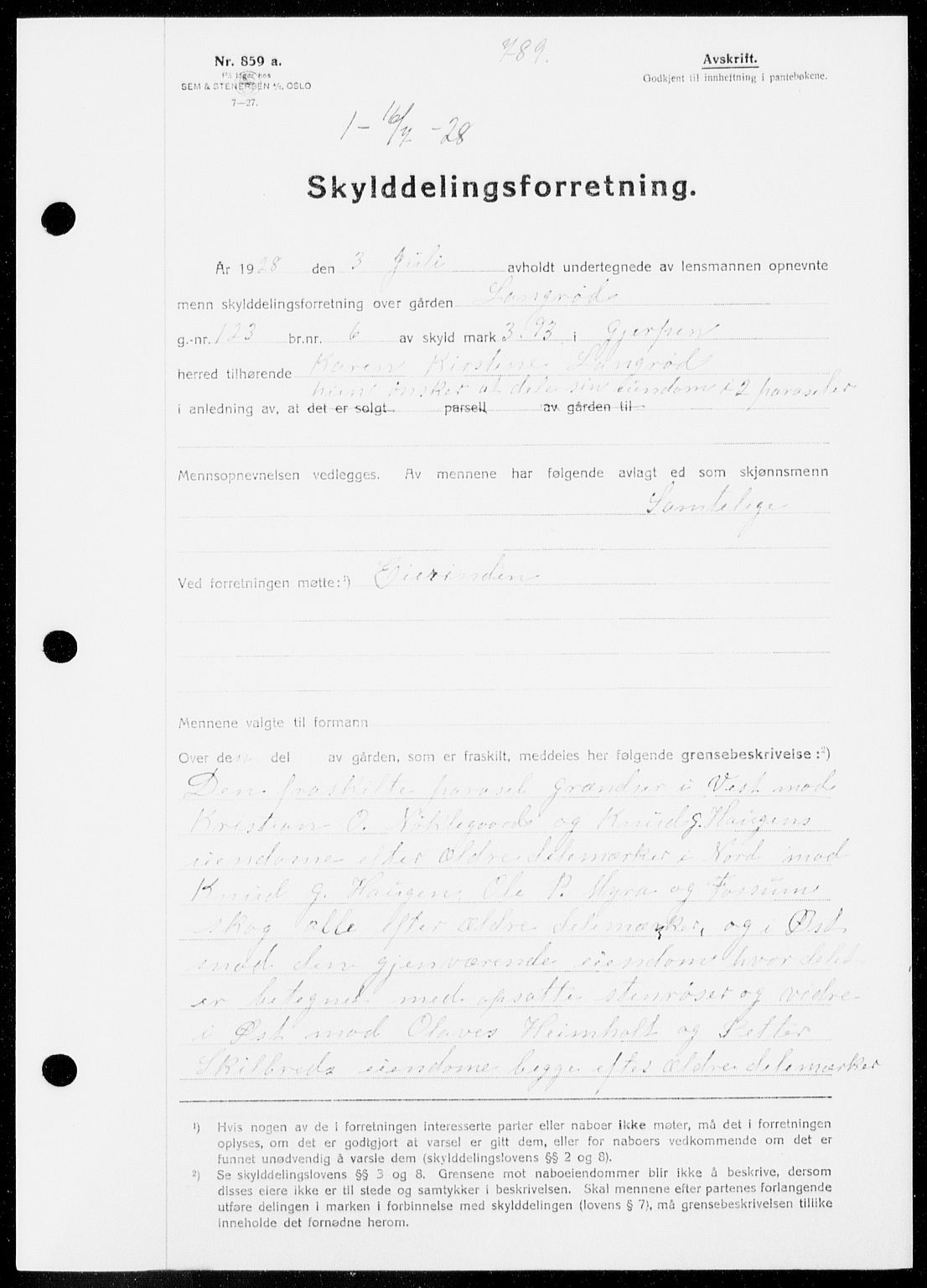 Gjerpen sorenskriveri, SAKO/A-216/G/Ga/Gaa/L0048: Pantebok nr. I 48 og 50-51, 1926-1928, Tingl.dato: 16.07.1928