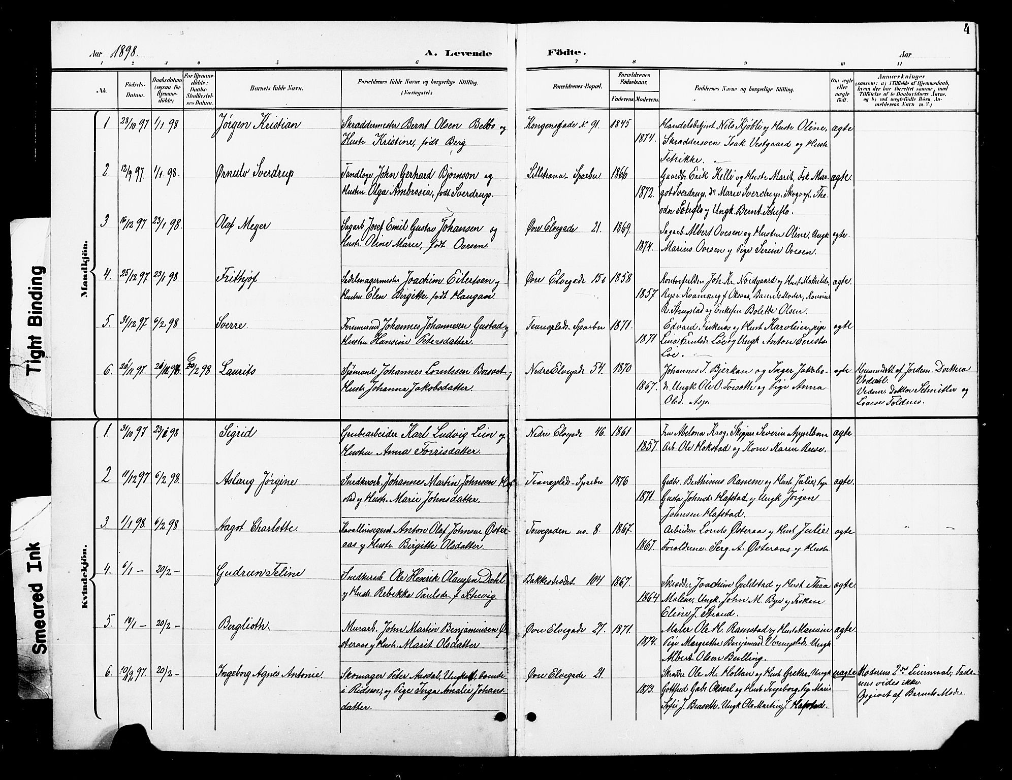 Ministerialprotokoller, klokkerbøker og fødselsregistre - Nord-Trøndelag, SAT/A-1458/739/L0375: Klokkerbok nr. 739C03, 1898-1908, s. 4