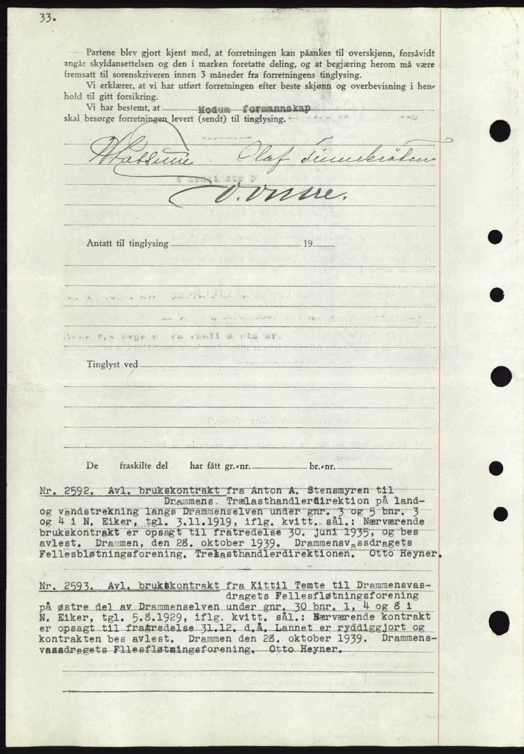 Eiker, Modum og Sigdal sorenskriveri, SAKO/A-123/G/Ga/Gab/L0041: Pantebok nr. A11, 1939-1940, Dagboknr: 2592/1939