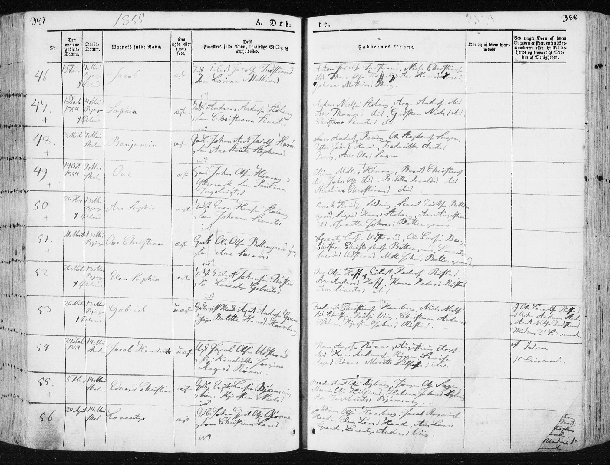 Ministerialprotokoller, klokkerbøker og fødselsregistre - Sør-Trøndelag, SAT/A-1456/659/L0736: Ministerialbok nr. 659A06, 1842-1856, s. 387-388