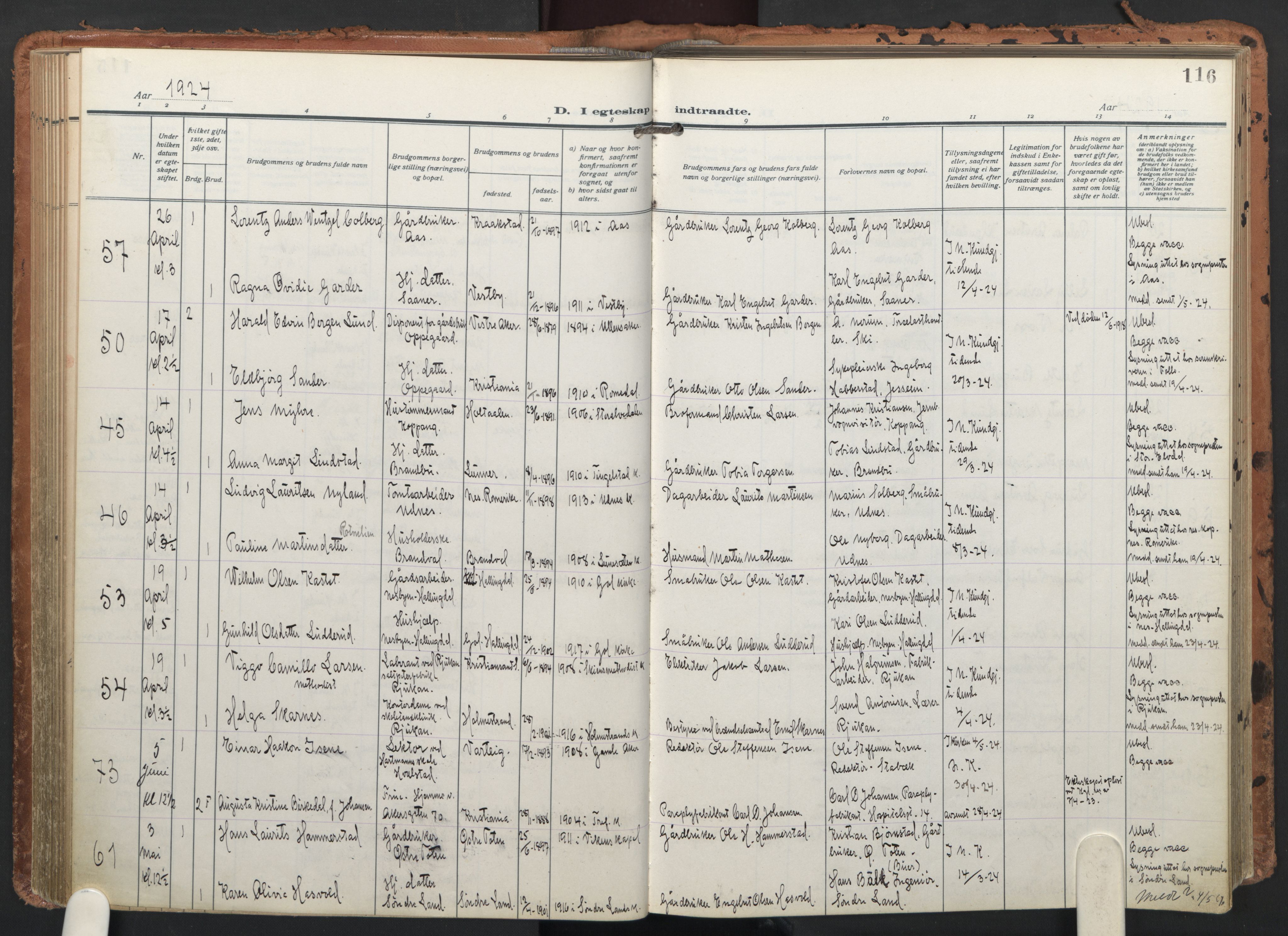 Trefoldighet prestekontor Kirkebøker, AV/SAO-A-10882/F/Fc/L0008: Ministerialbok nr. III 8, 1920-1932, s. 116