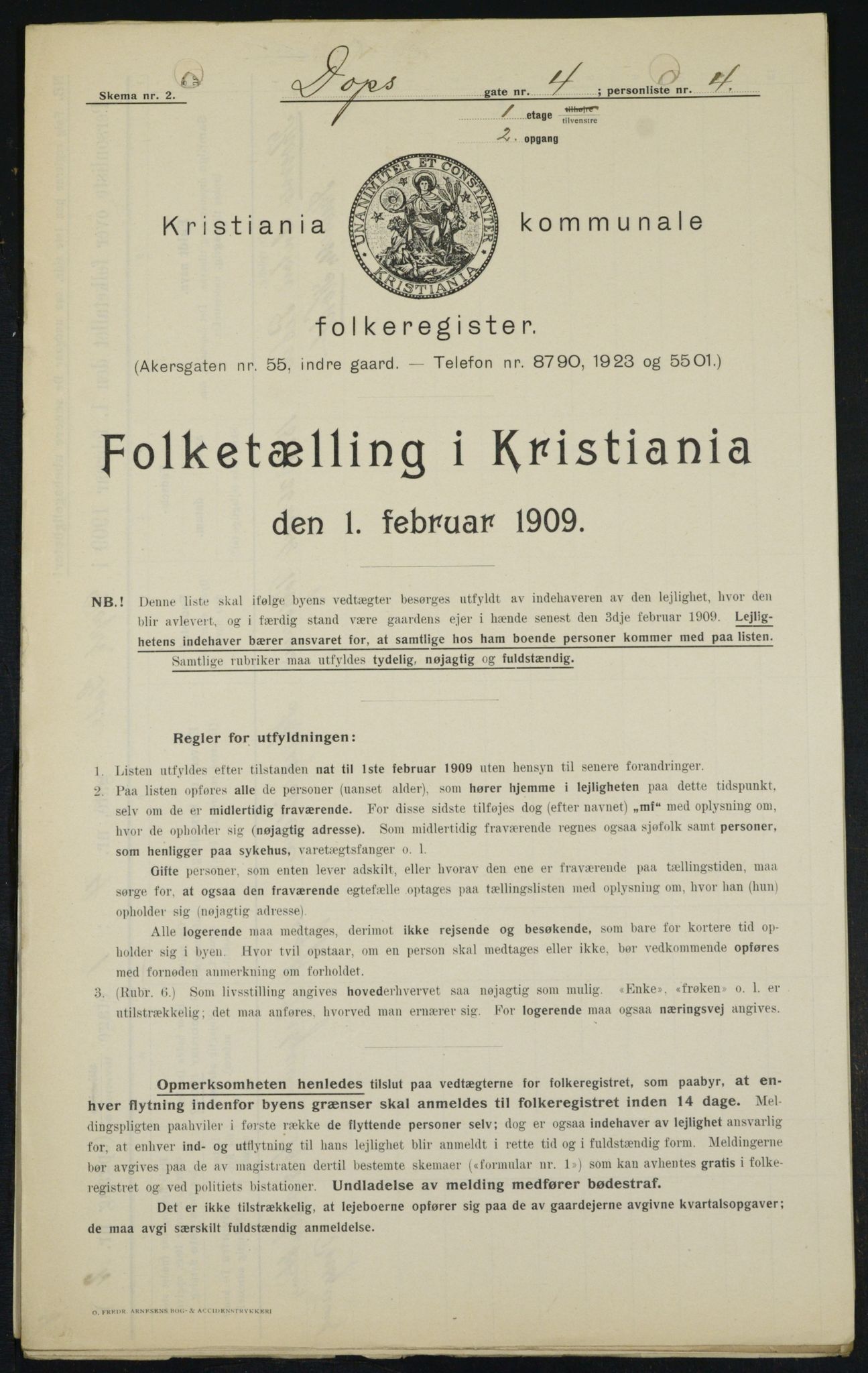 OBA, Kommunal folketelling 1.2.1909 for Kristiania kjøpstad, 1909, s. 14502