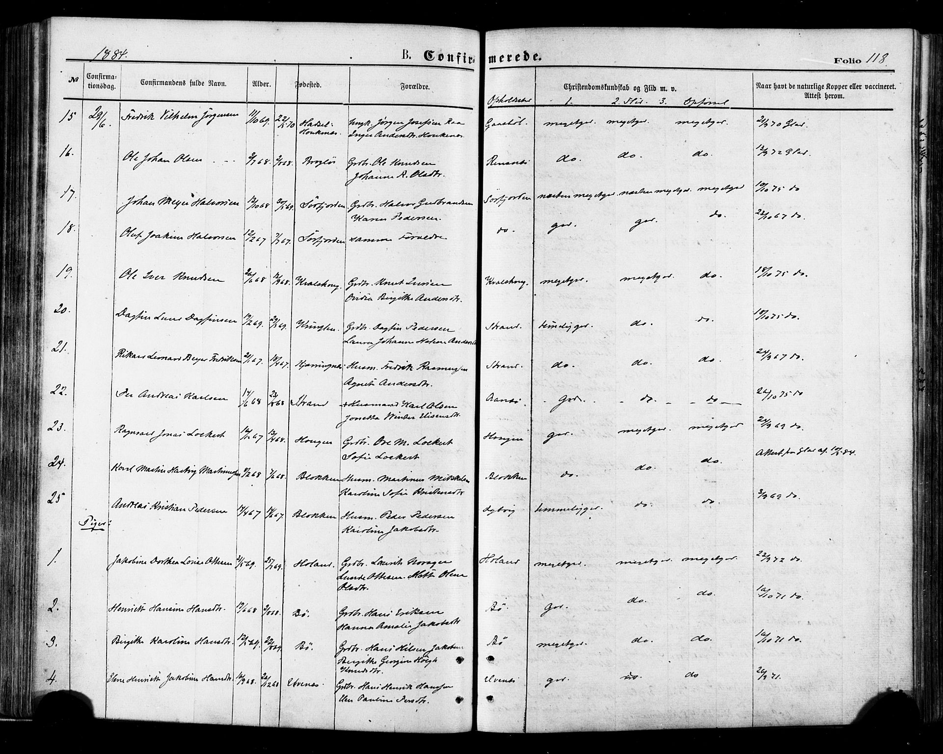 Ministerialprotokoller, klokkerbøker og fødselsregistre - Nordland, AV/SAT-A-1459/895/L1370: Ministerialbok nr. 895A05, 1873-1884, s. 118