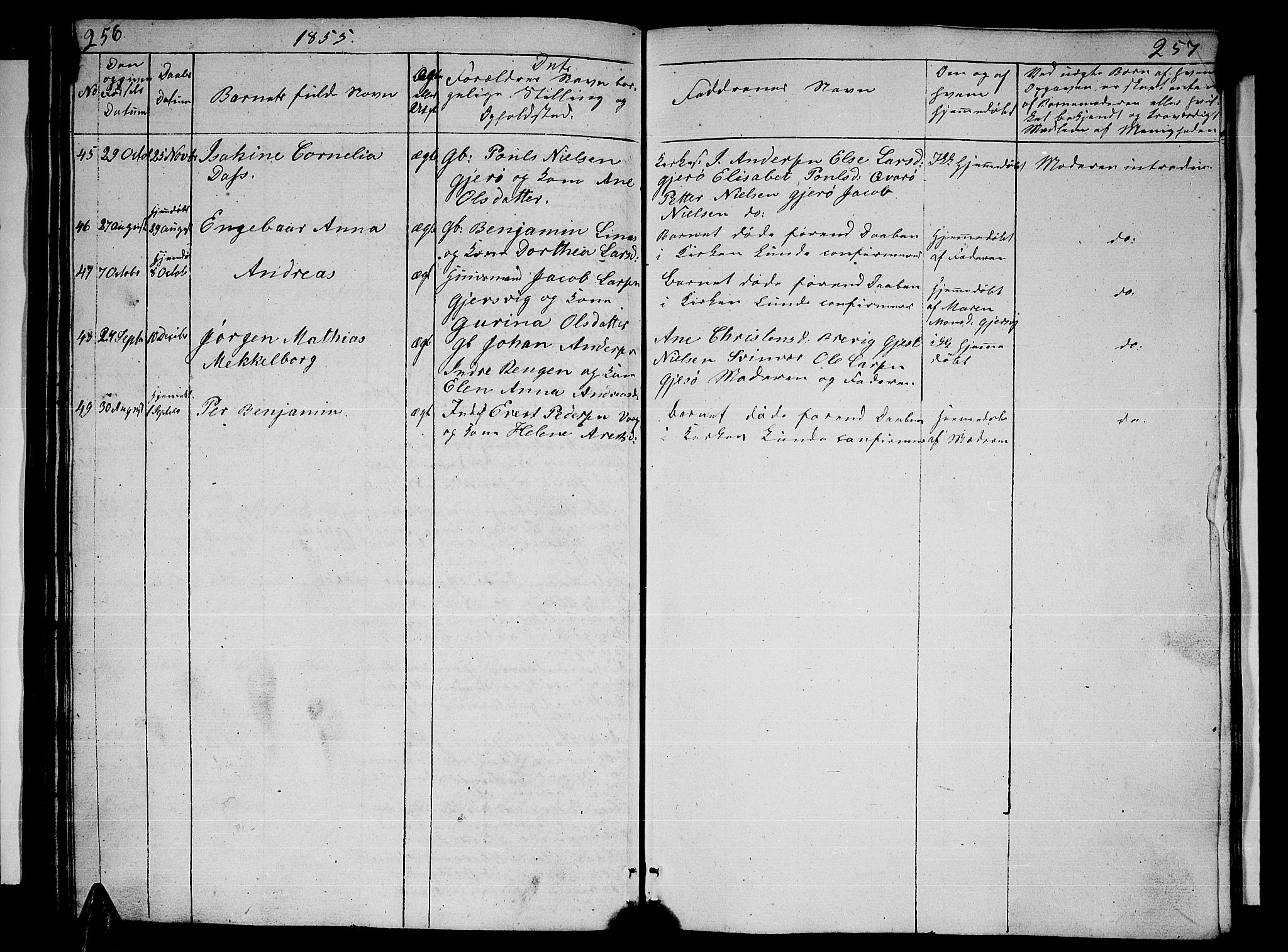 Ministerialprotokoller, klokkerbøker og fødselsregistre - Nordland, SAT/A-1459/841/L0618: Klokkerbok nr. 841C02, 1833-1855, s. 256-257