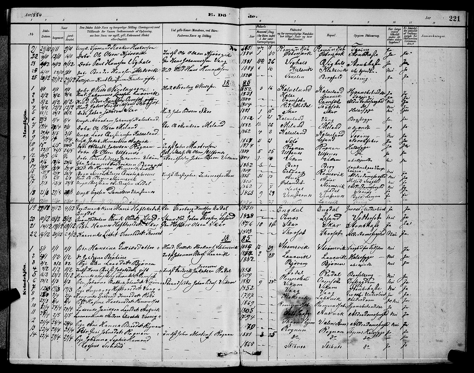 Ministerialprotokoller, klokkerbøker og fødselsregistre - Møre og Romsdal, AV/SAT-A-1454/578/L0909: Klokkerbok nr. 578C02, 1882-1900, s. 221