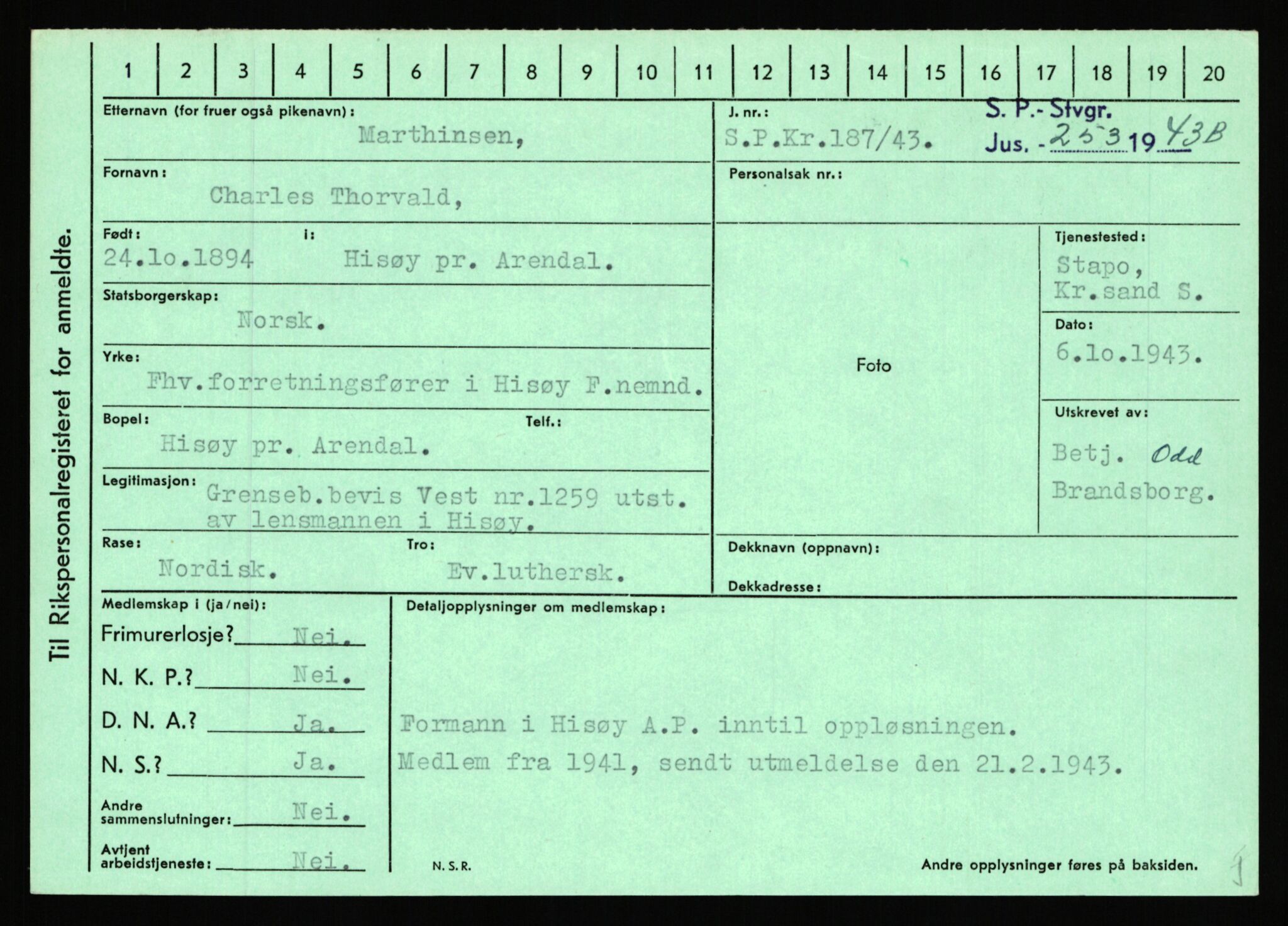 Statspolitiet - Hovedkontoret / Osloavdelingen, AV/RA-S-1329/C/Ca/L0010: Lind - Moksnes, 1943-1945, s. 2912