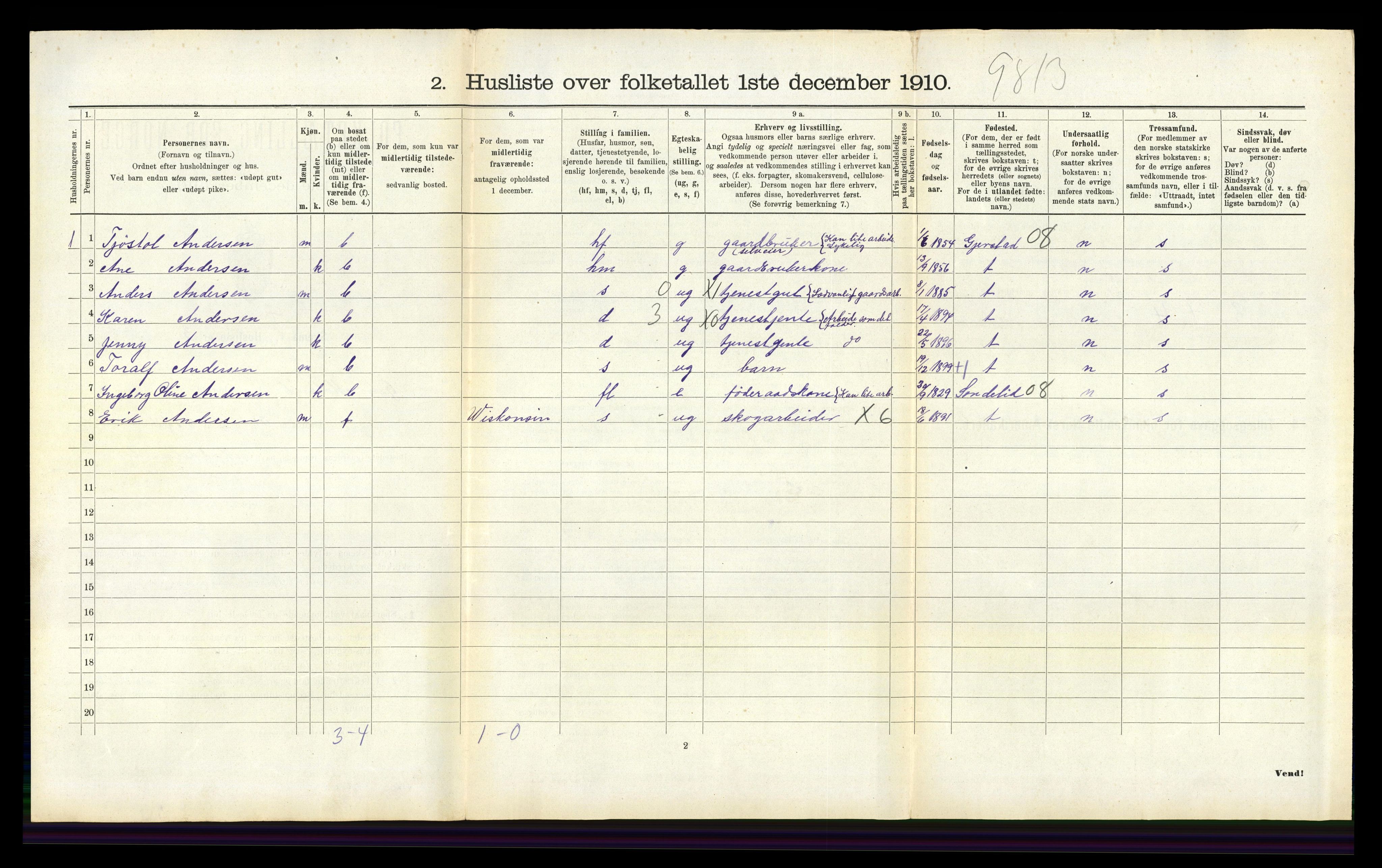 RA, Folketelling 1910 for 0918 Austre Moland herred, 1910, s. 477