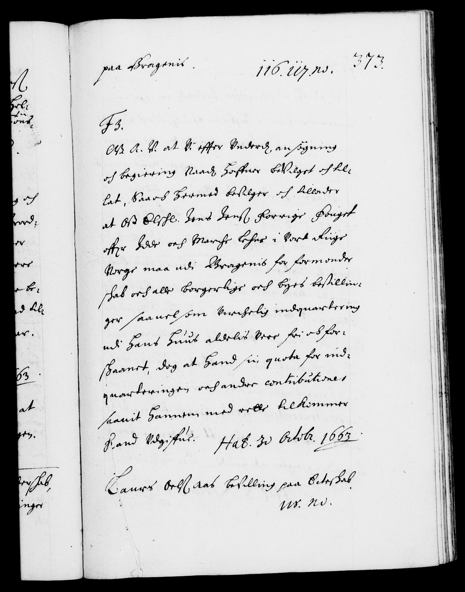 Danske Kanselli 1572-1799, RA/EA-3023/F/Fc/Fca/Fcaa/L0010: Norske registre (mikrofilm), 1660-1670, s. 373a