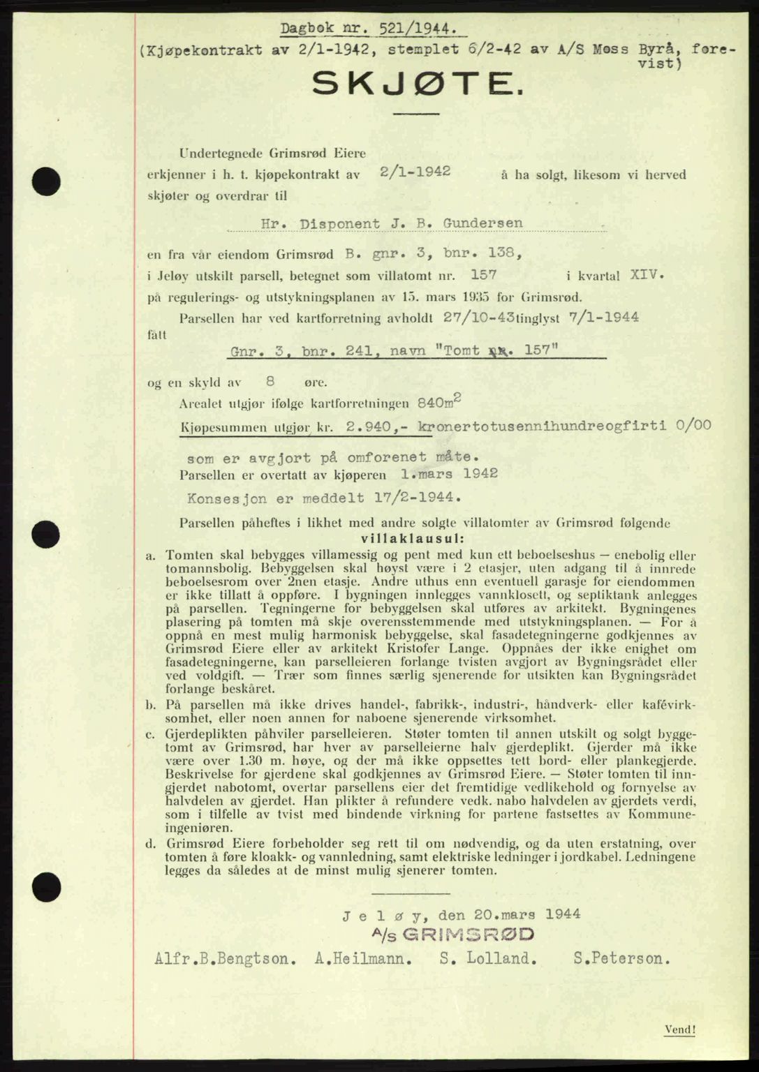 Moss sorenskriveri, SAO/A-10168: Pantebok nr. A12, 1943-1944, Dagboknr: 521/1944