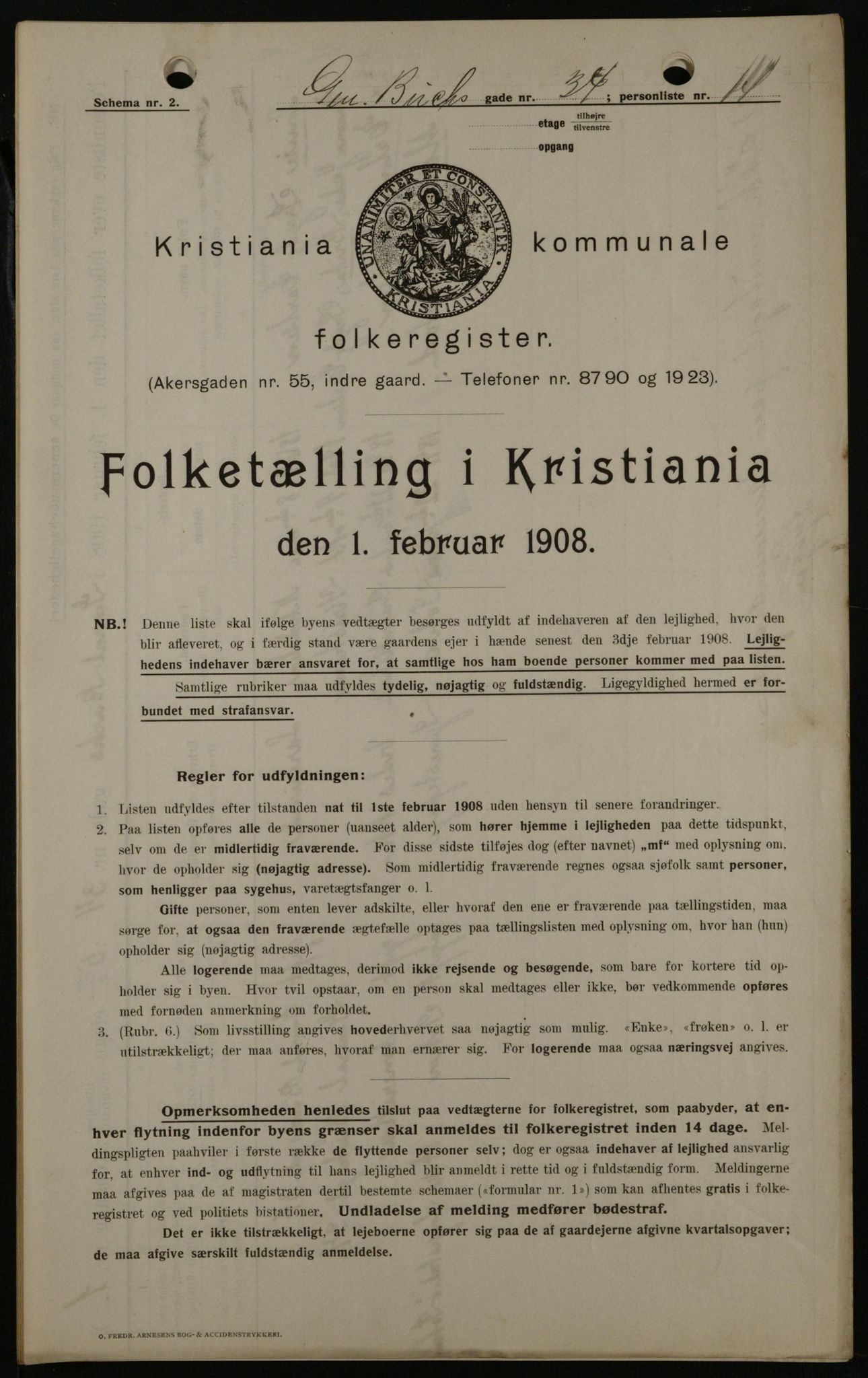 OBA, Kommunal folketelling 1.2.1908 for Kristiania kjøpstad, 1908, s. 26244