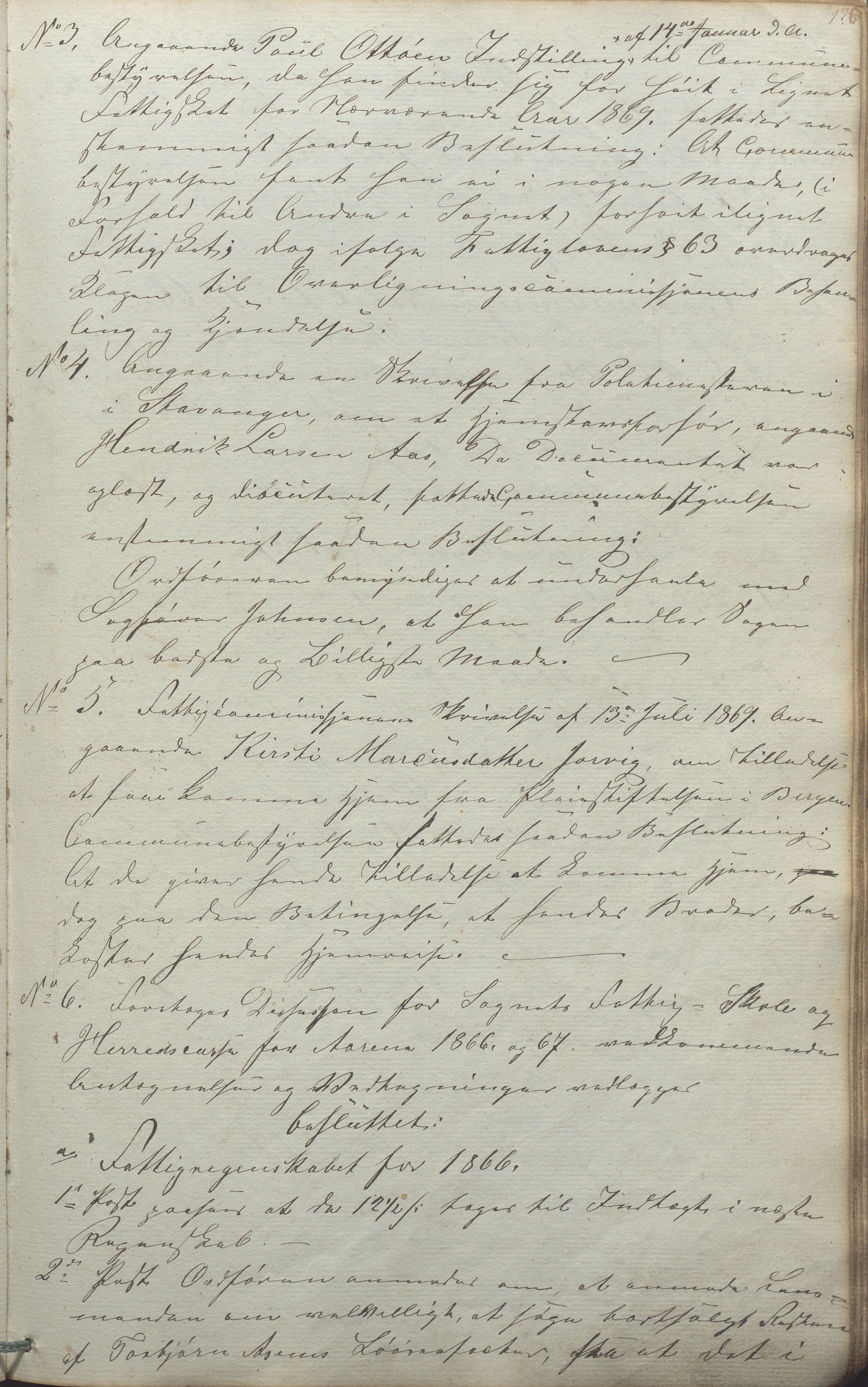Jelsa kommune - Formannskapet, IKAR/K-101895/A/L0001: Møtebok, 1837-1879, s. 176a