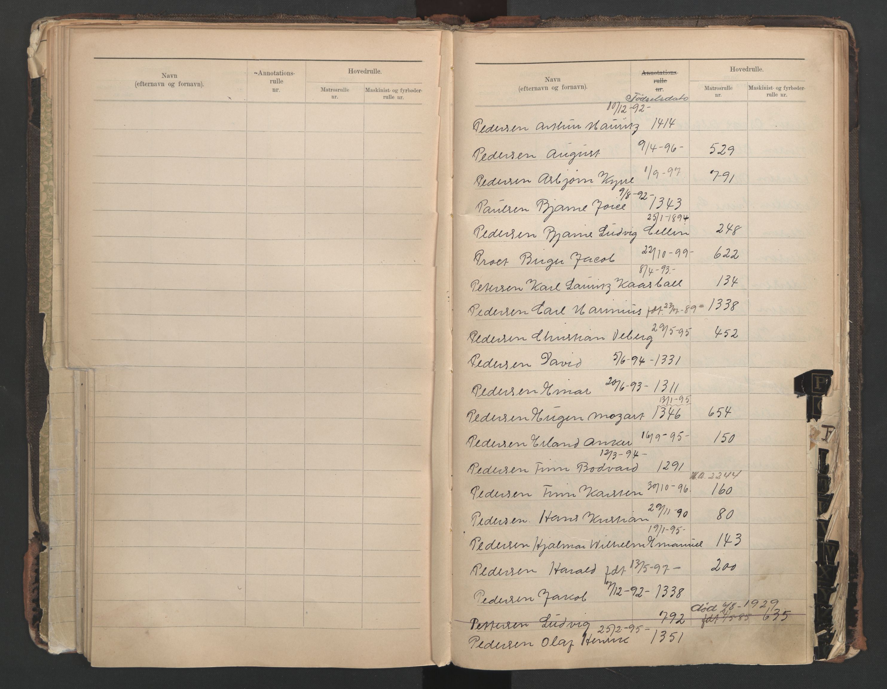 Horten innrulleringskontor, AV/SAKO-A-785/G/Ga/L0001: Register over sjøfarts-, annotasjonsrulle og sjøfartshovedrulle, 1860-1948, s. 70