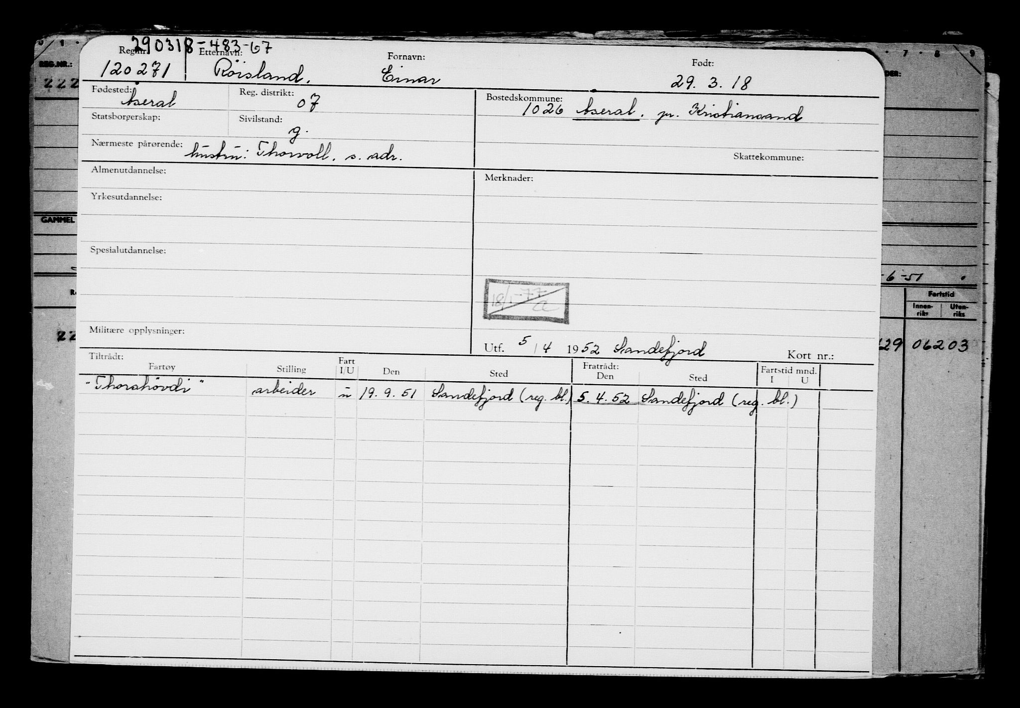 Direktoratet for sjømenn, AV/RA-S-3545/G/Gb/L0156: Hovedkort, 1918, s. 701