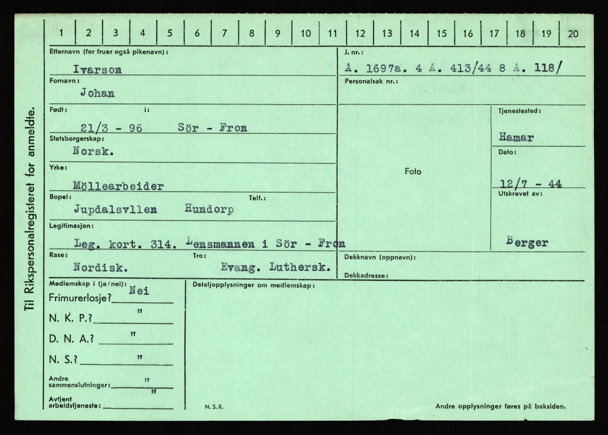 Statspolitiet - Hovedkontoret / Osloavdelingen, AV/RA-S-1329/C/Ca/L0007: Hol - Joelsen, 1943-1945, s. 2615